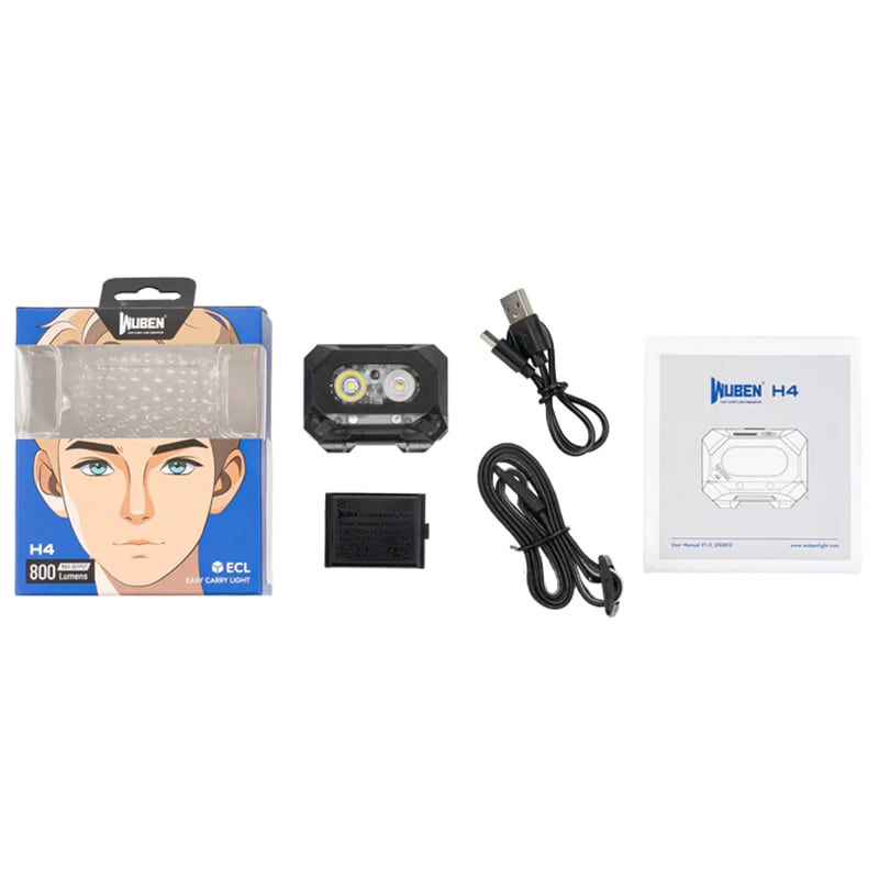 Lampe frontale H4 - 800 lumens Wuben - Black