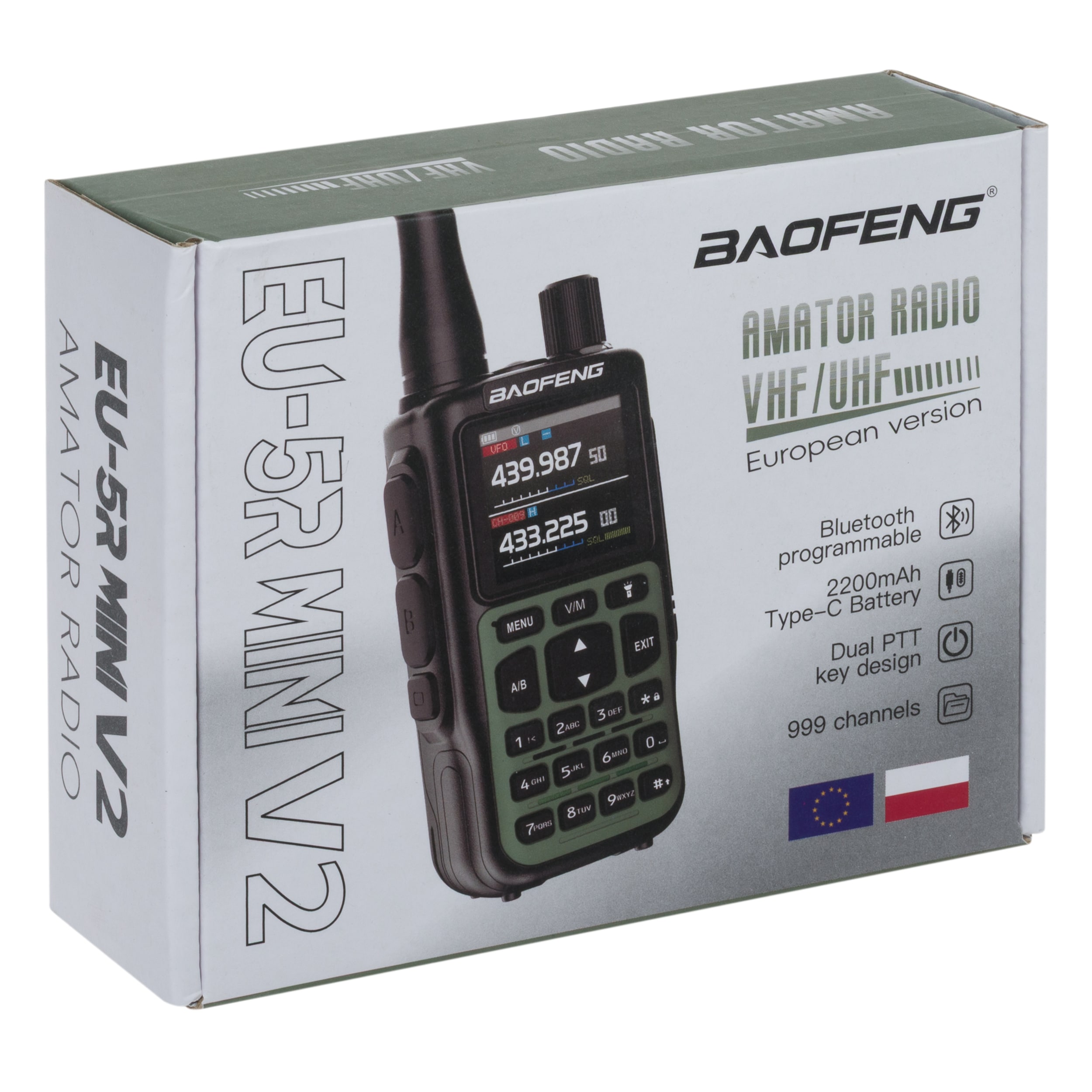 Radiotéléphone EU-5R Mini 2200 mAh Baofeng - Green