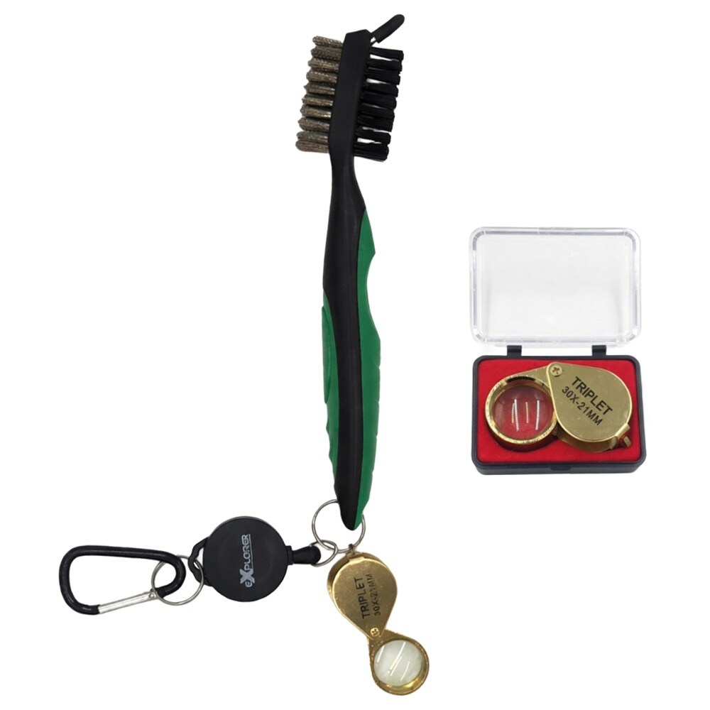 Brosse multifonctionnelle Explorer avec une loupe - Military Green