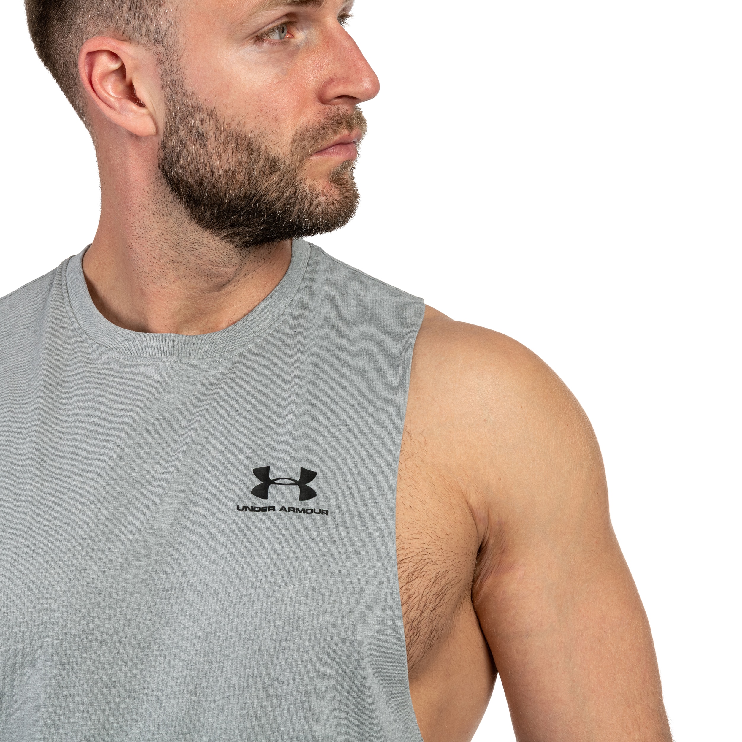 Débardeur Tank Top Under Armour Left Chest Cut-Off - Steel Light Heather/Black