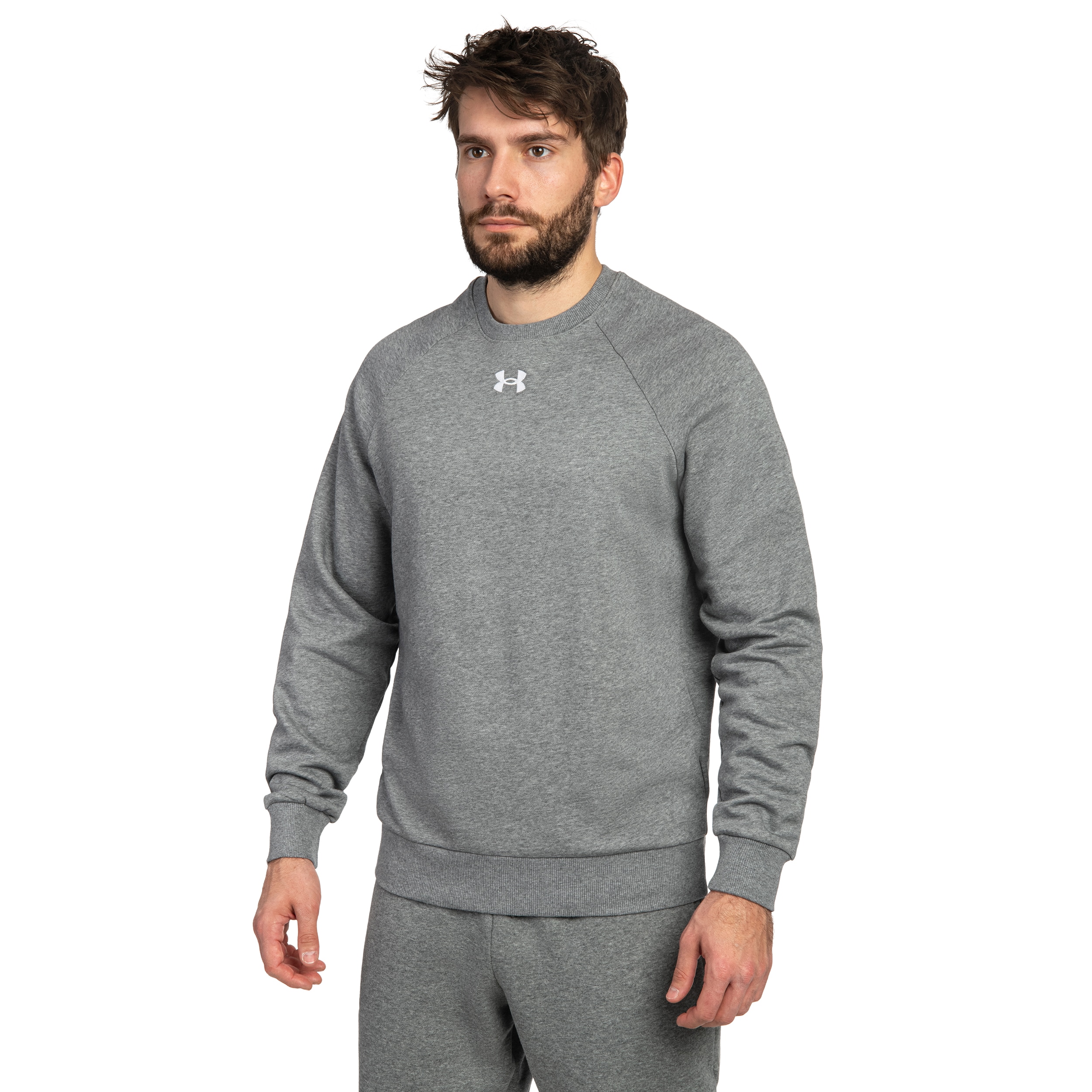 Sweat-shirt  UA Rival Fleece Crew Under Armour - Castle Rock Light Heather/White