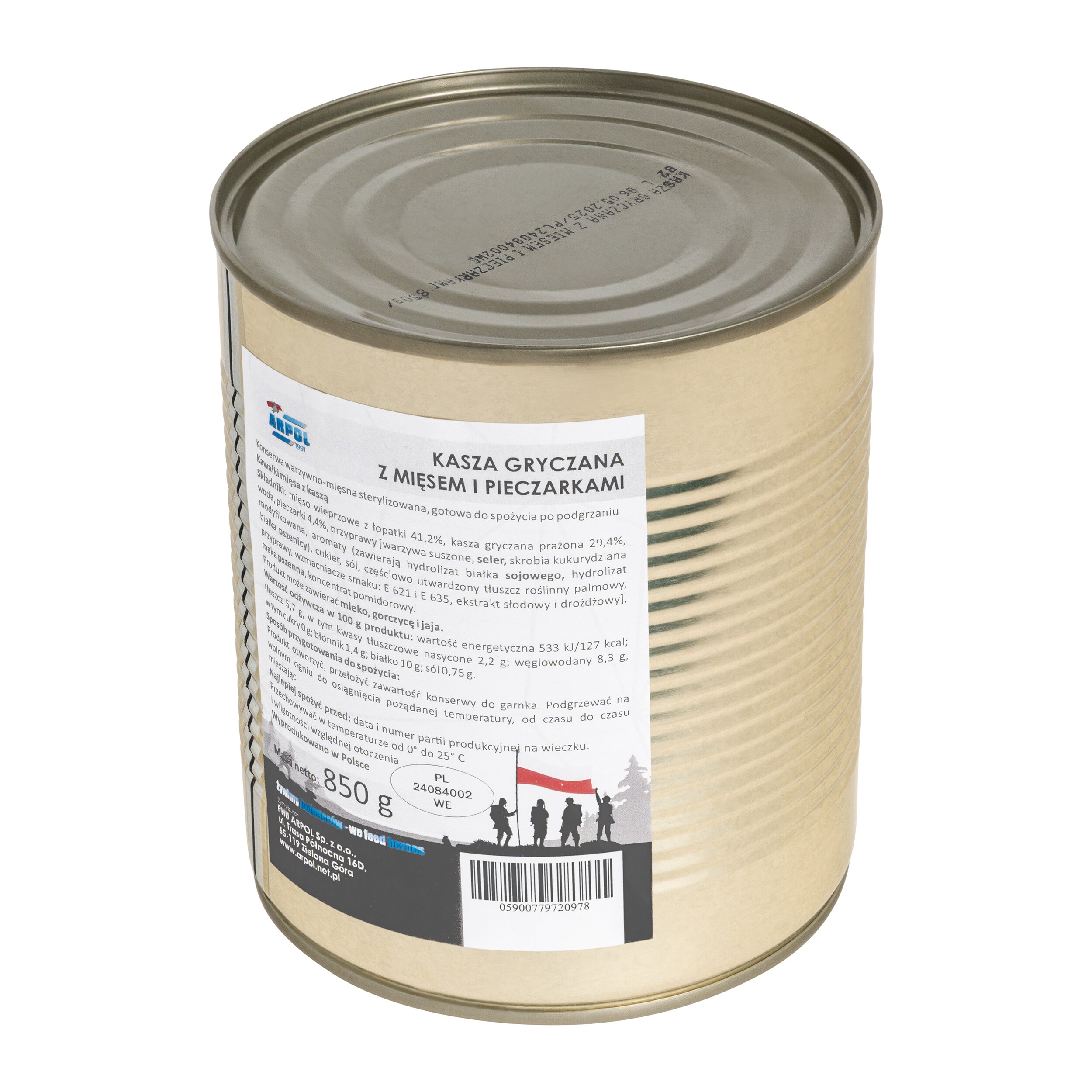 Aliments en conserve Arpol - Grain de sarrasin à la viande et aux champignons 850 g - 3 pcs.
