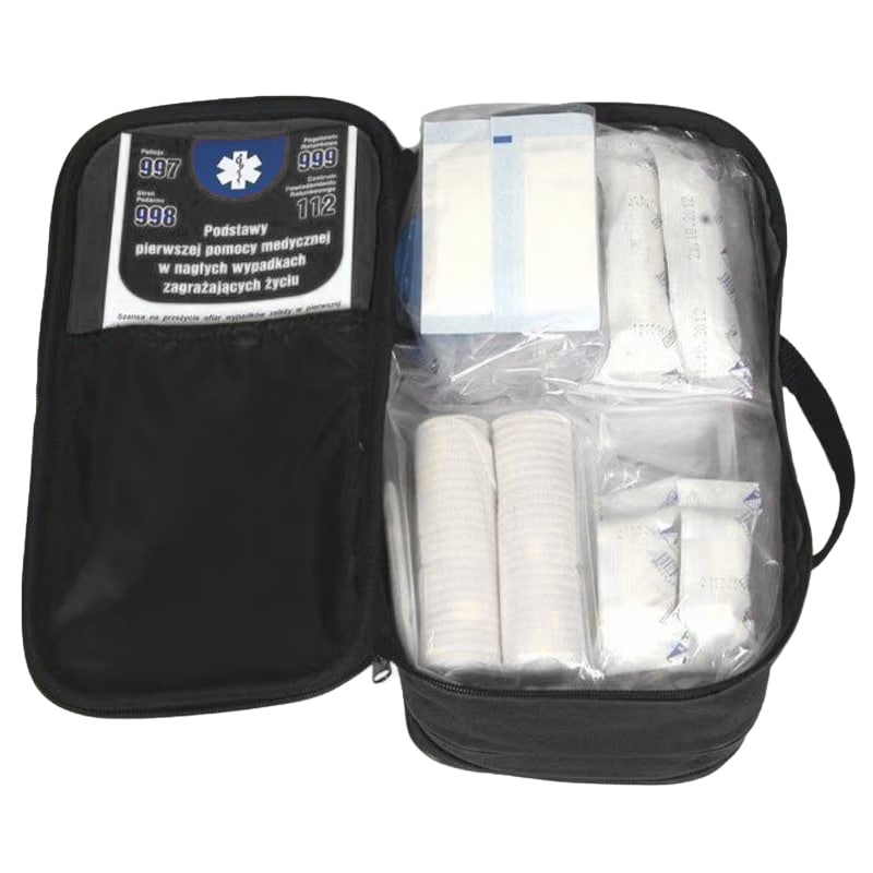 Trousse de secours pour voiture IEI avec équipement - Noir