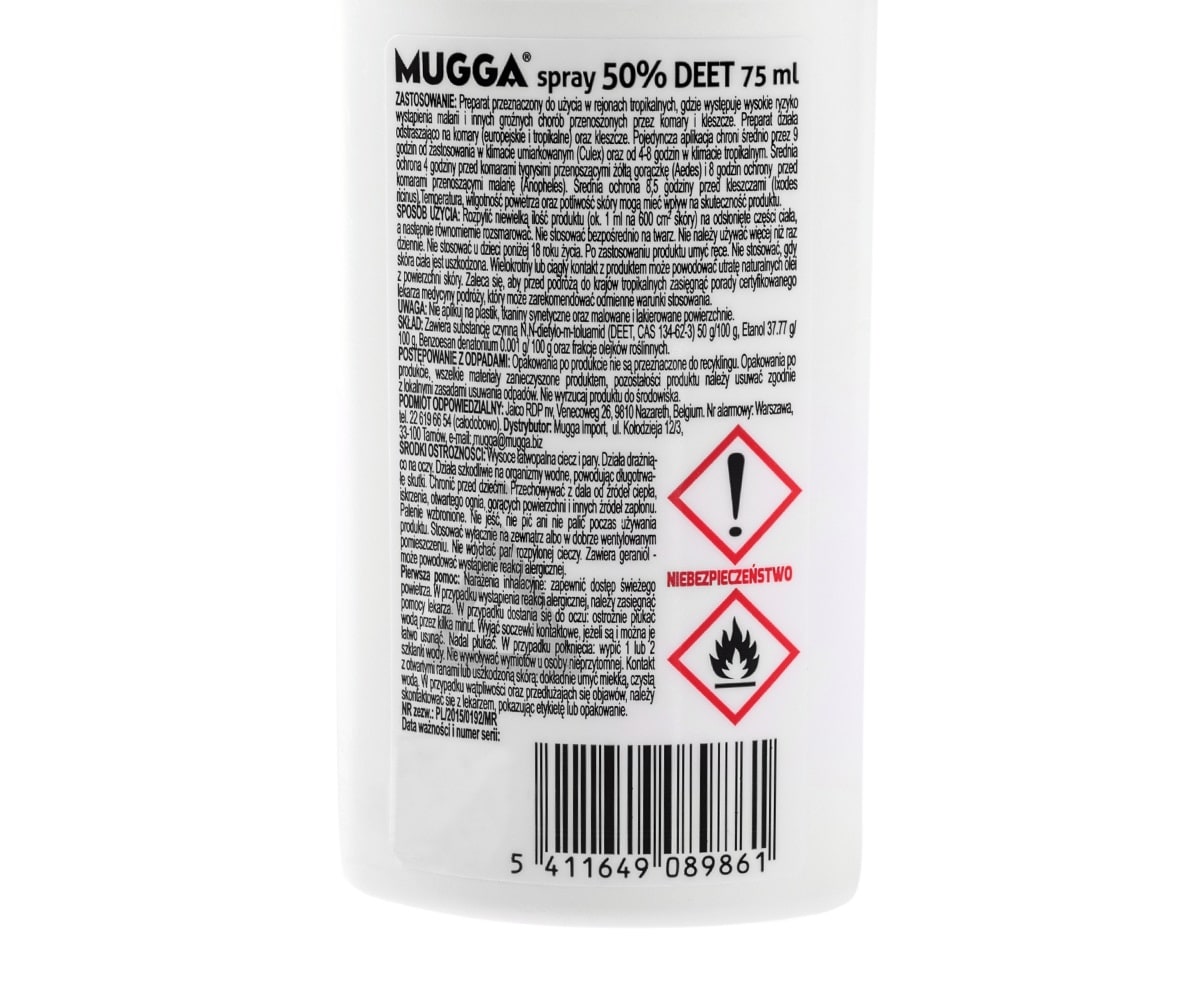 Répulsif anti-insectes Mugga Extra Strong spray 50% DEET 75 ml - 3 pcs.