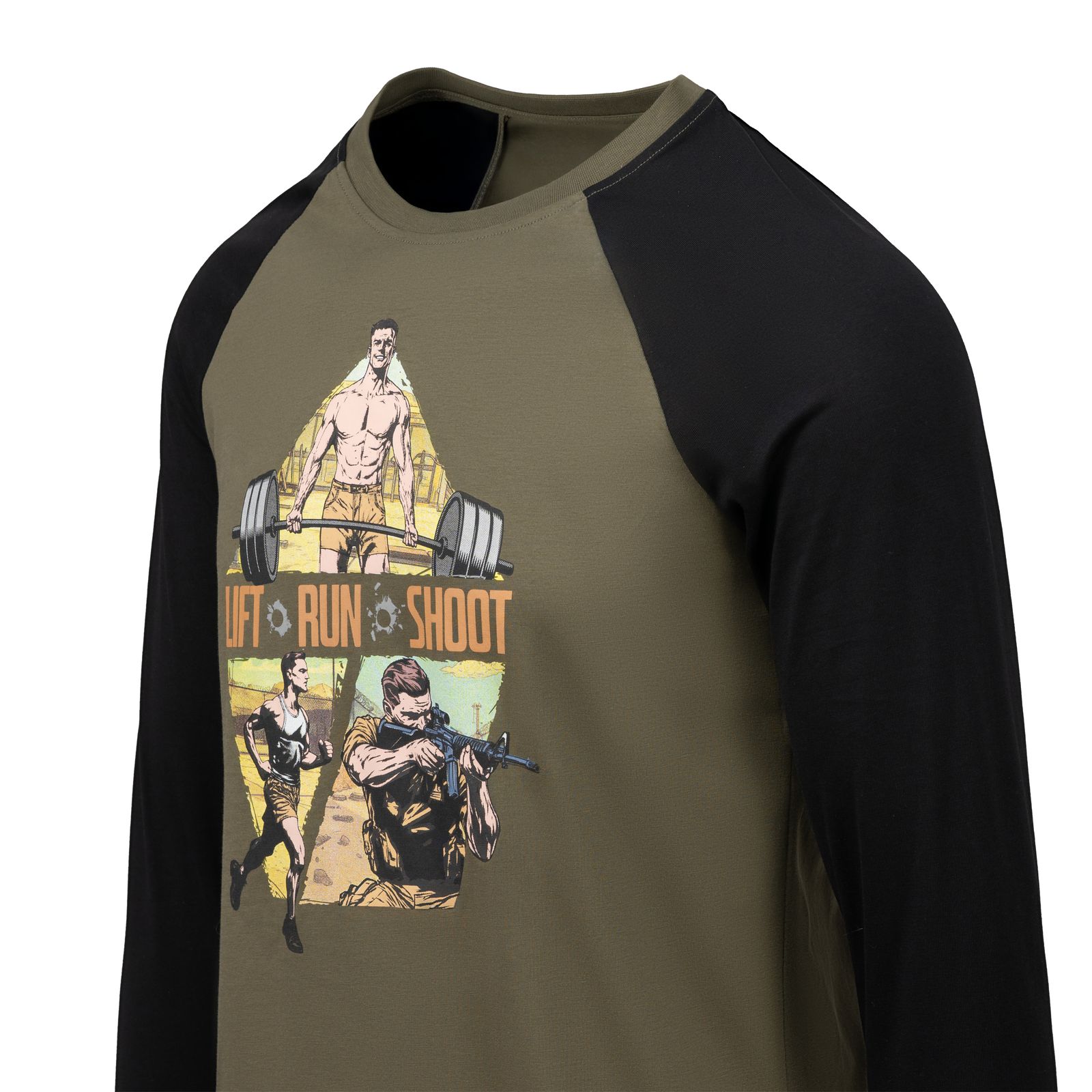 T-shirt Long Sleeve Lift, Run, Shoot Helikon-Tex - Olive Green/Black