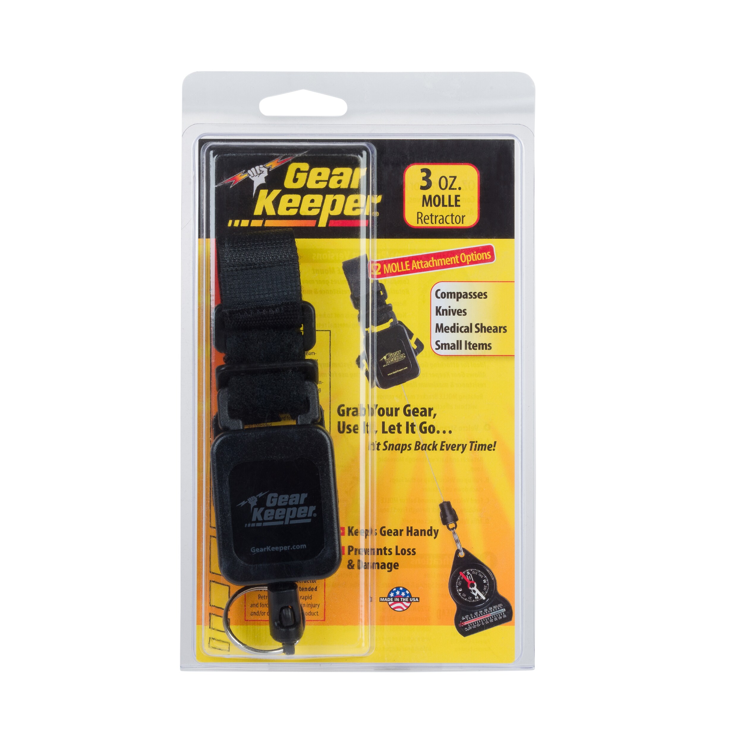 Lanière tactique rétractable Combo MOLLE Mount 85 g Gear Keeper