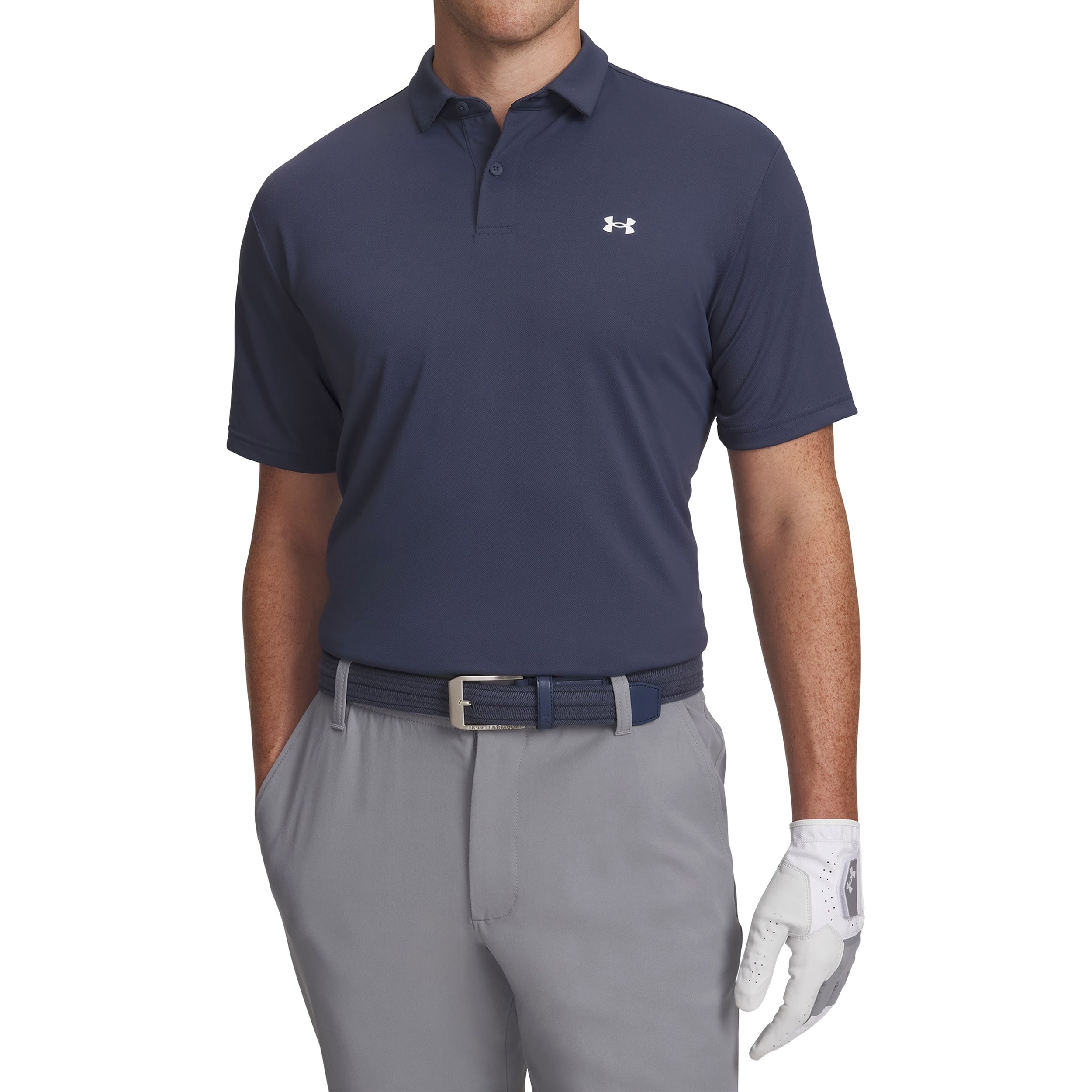 T-shirt polo thermique Tee To Green Pique Under Armour - Downpour Gray / White