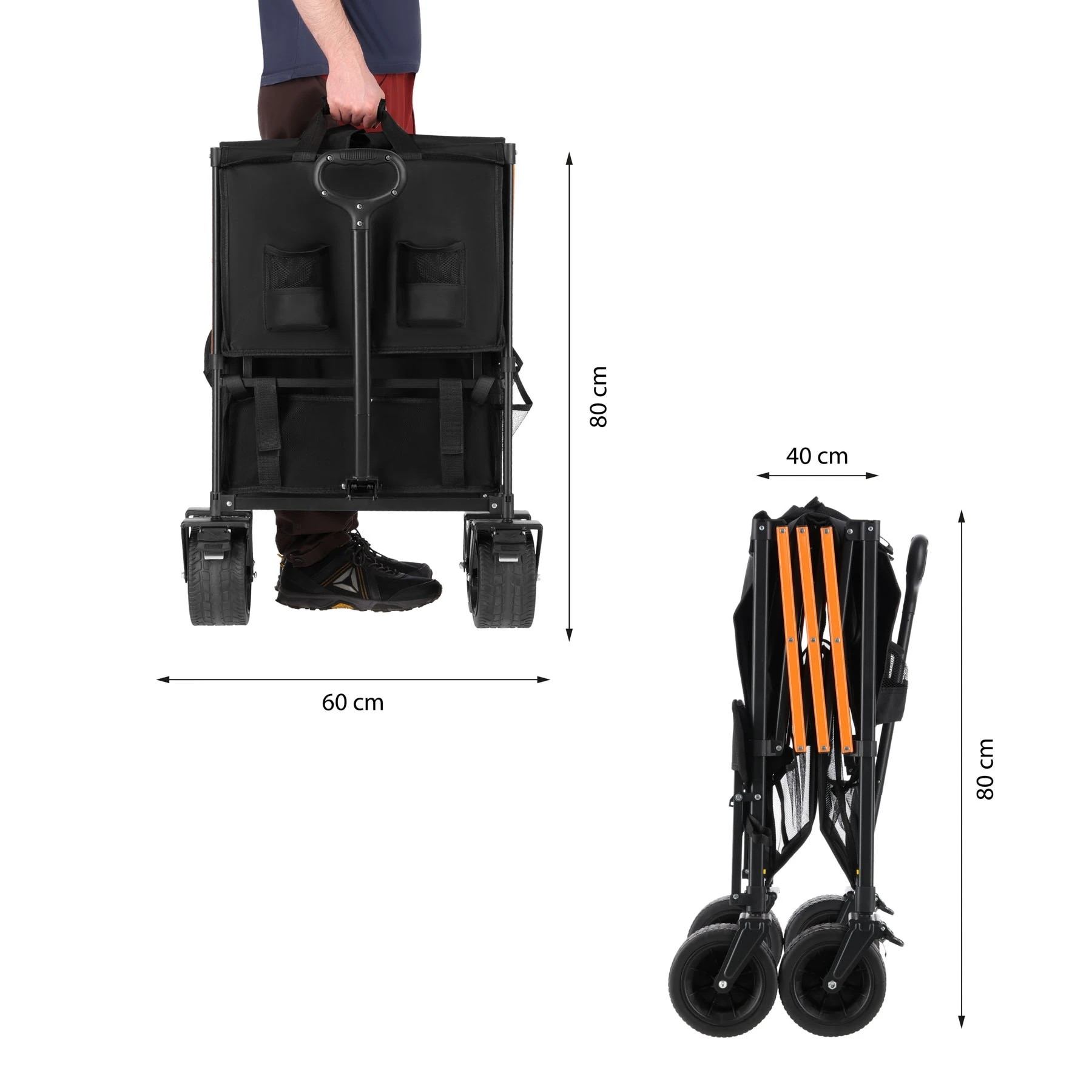 Chariot de transport Camp XXL NC2607 160 l Nils - Noir/Orange