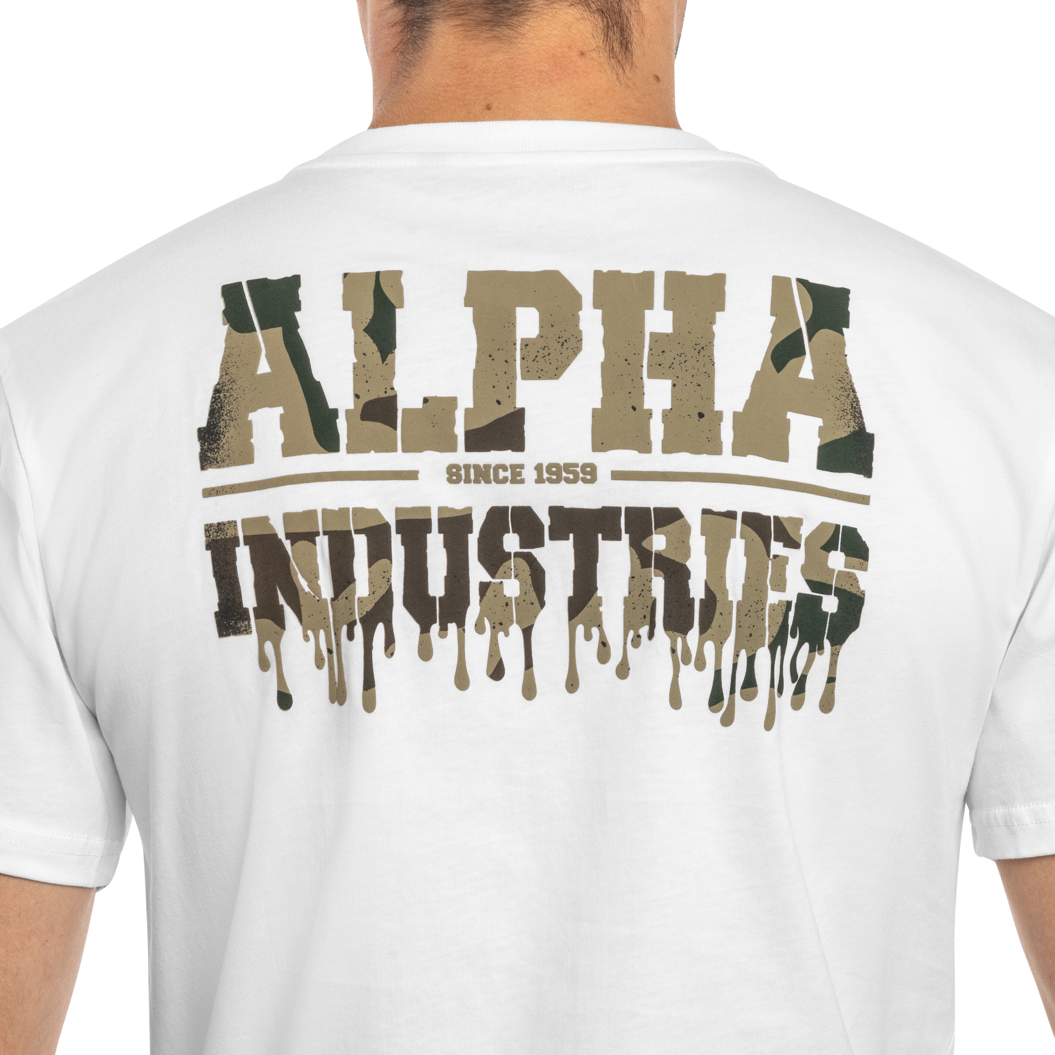 T-shirt Dripping Camo Backprint Alpha - White