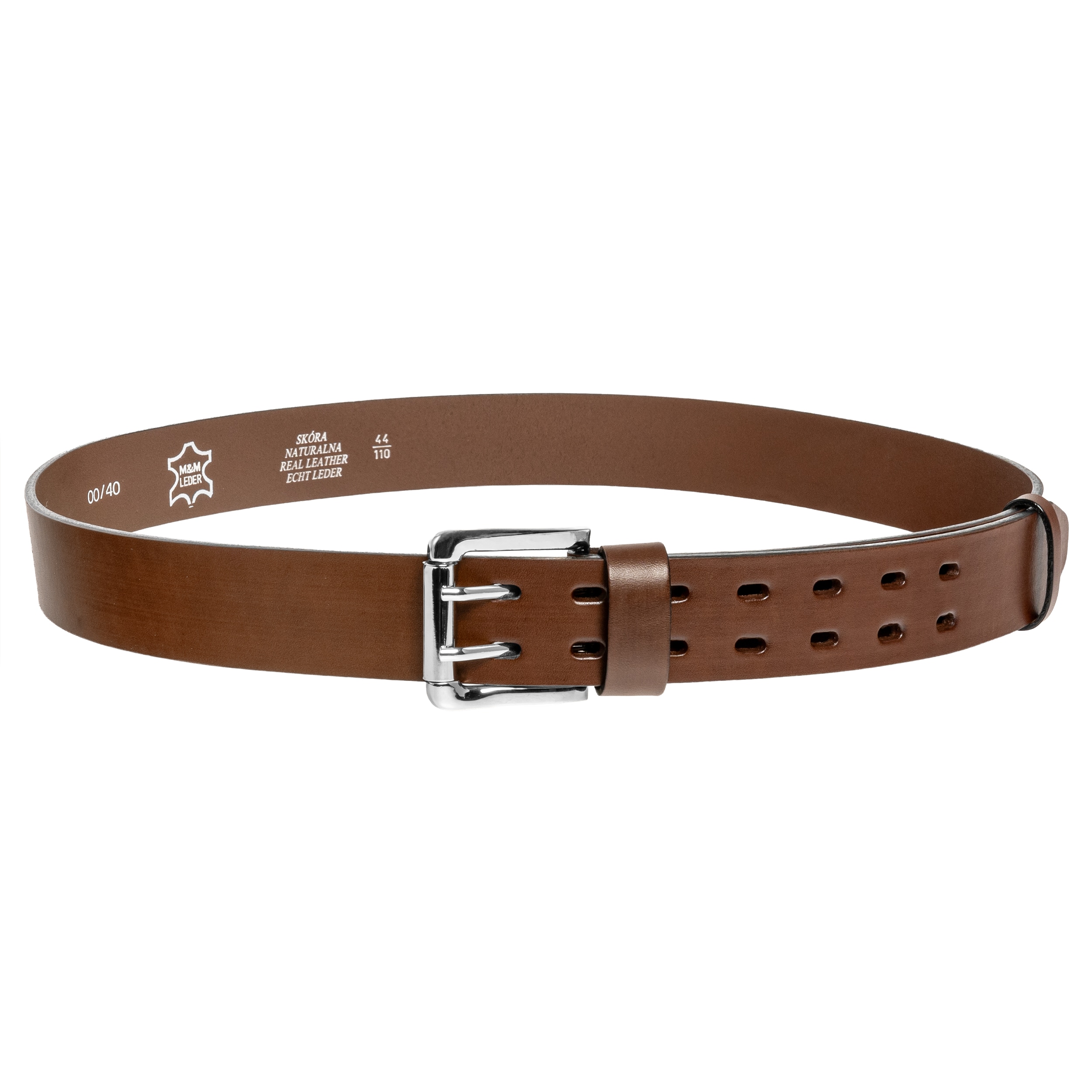 Ceinture en cuir à deux rangées M&M Leder - Brun