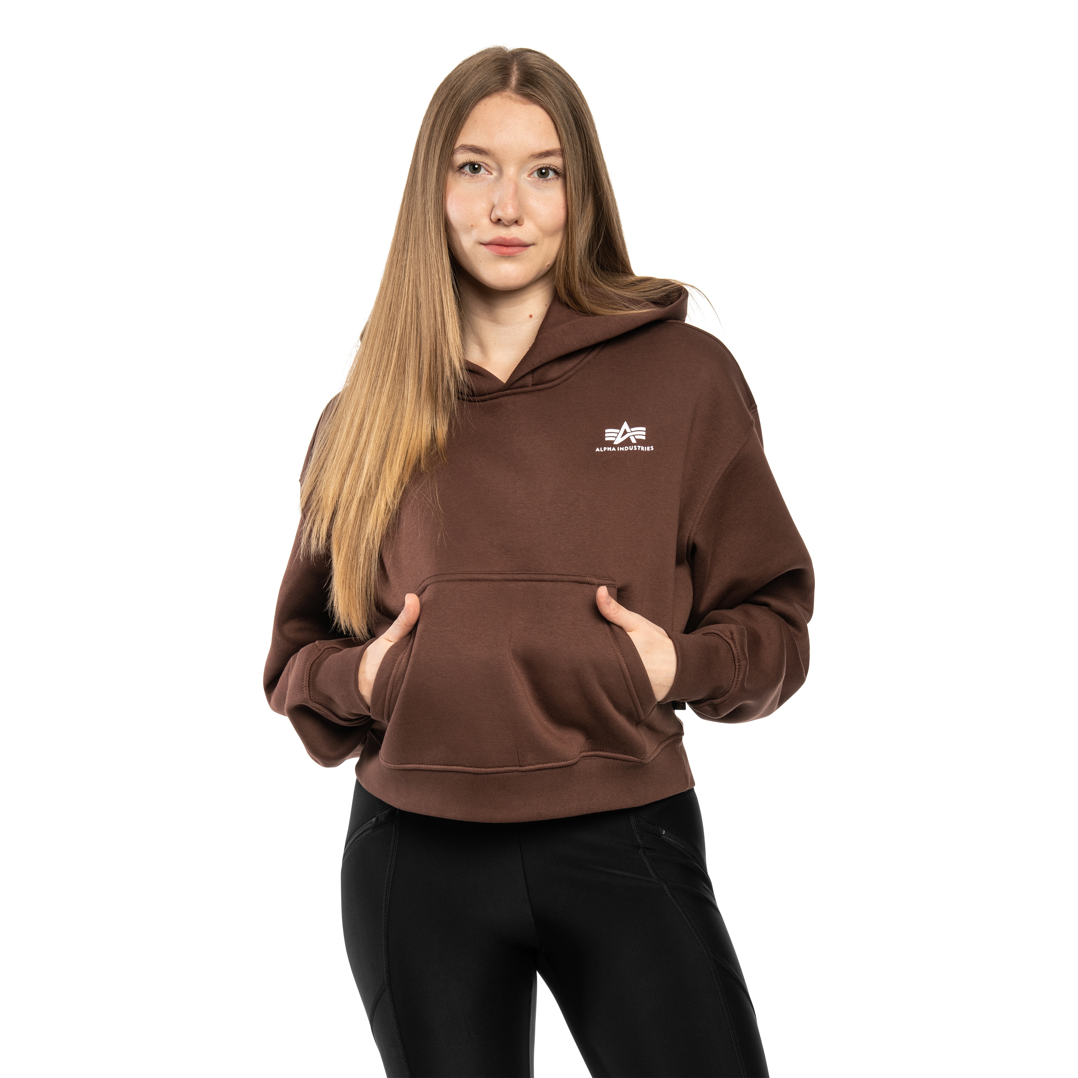 Sweat à capuche femme Basic Small Logo Hoodie Alpha Industries - Powder Brown