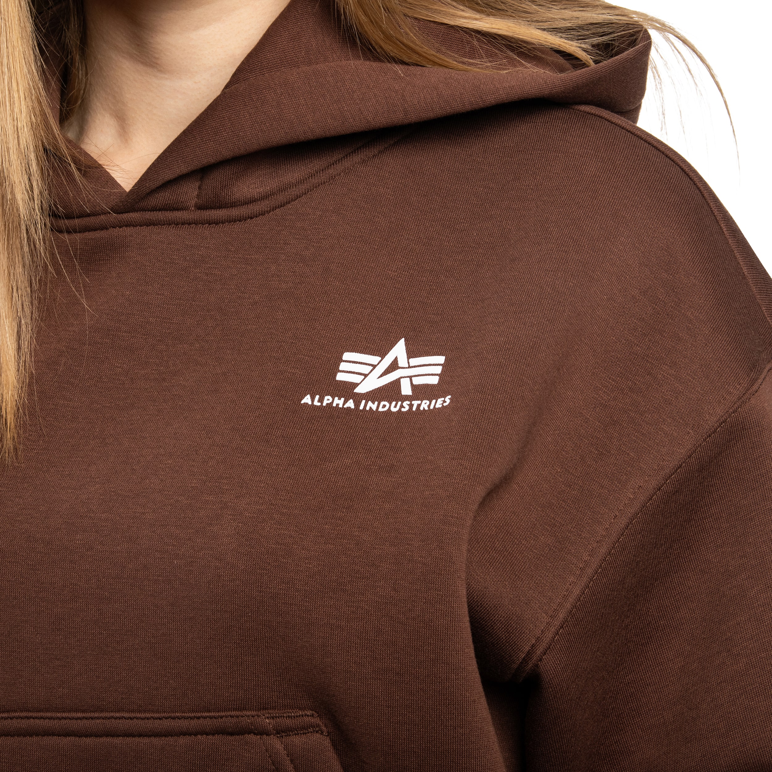 Sweat à capuche femme Basic Small Logo Hoodie Alpha Industries - Powder Brown