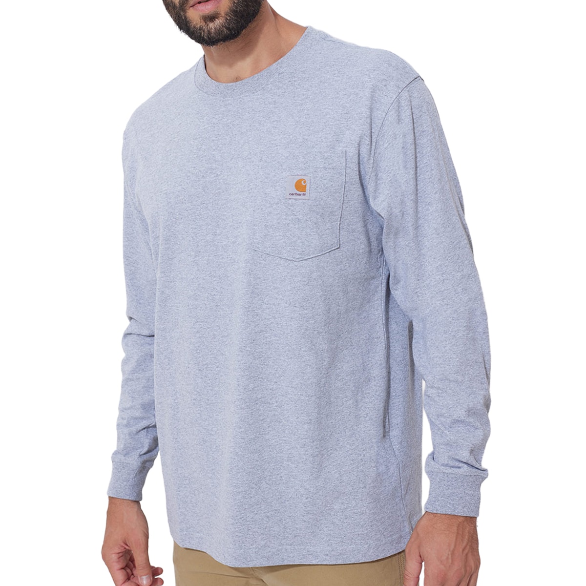 T-shirt Heavyweight Longsleeve Pocket Carhartt - Heather Grey