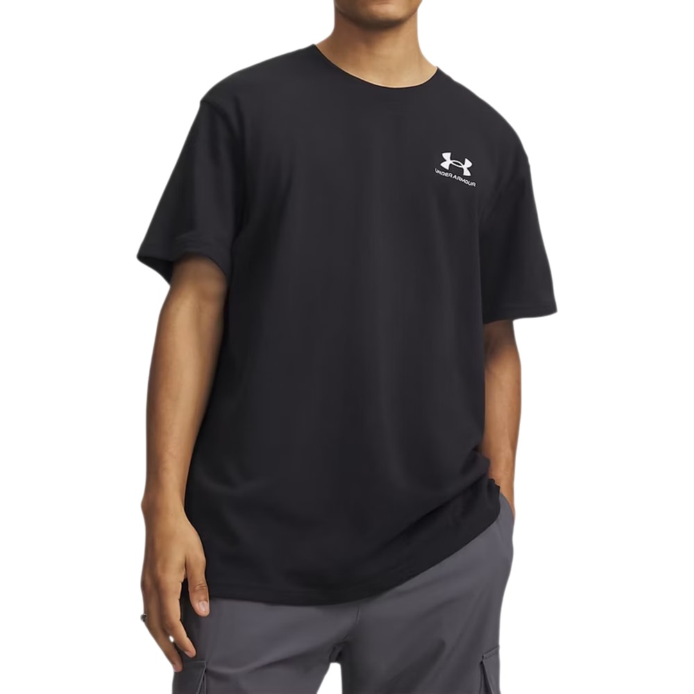 T-shirt Logo Embroidered Heavyweight Under Armour - Black/White