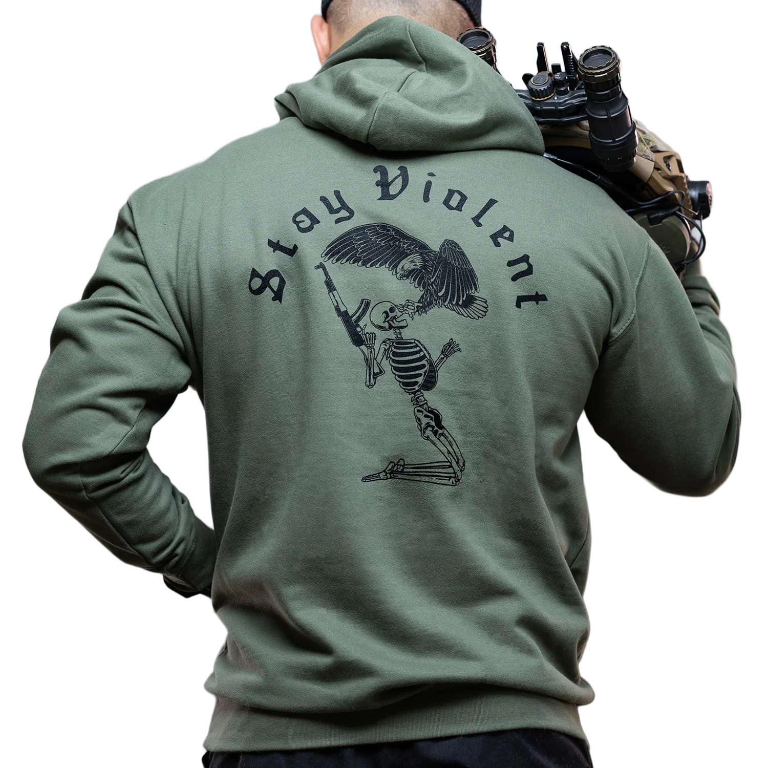 Sweat à capuche Stay Violent Hoodie Brothers in Arms - Olive