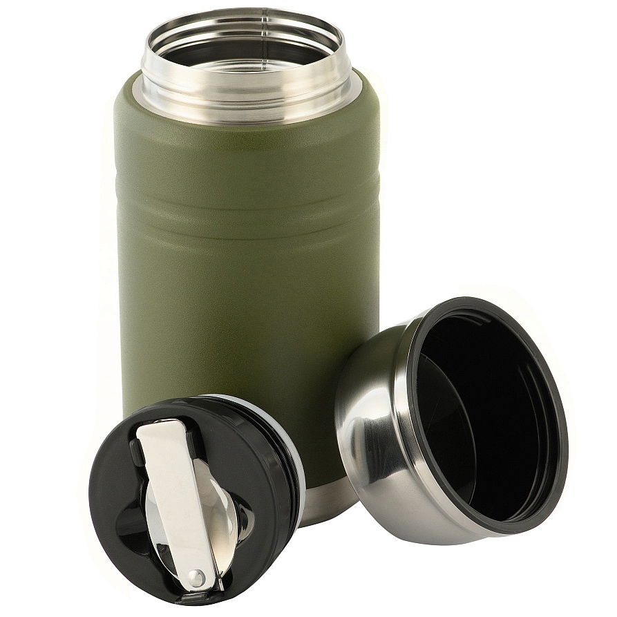 Thermos à repas avec cuillère pliante 750 ml M-Tac - Olive