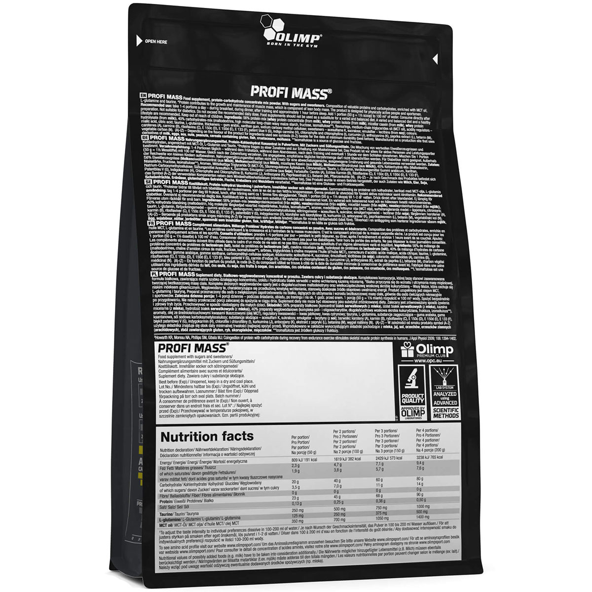 Supplément de protéines et d'hydrates de carbone Profi Mass  - 1000 g banane - supplément Olimp Sport Nutrition