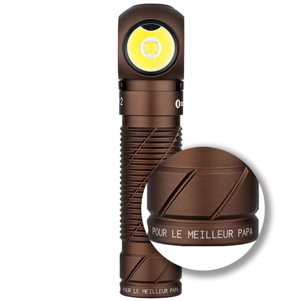 Lampe de poche frontale et angle Perun 2 Cool White avec bandeau - 2500 lumens Olight - Desert Tan 