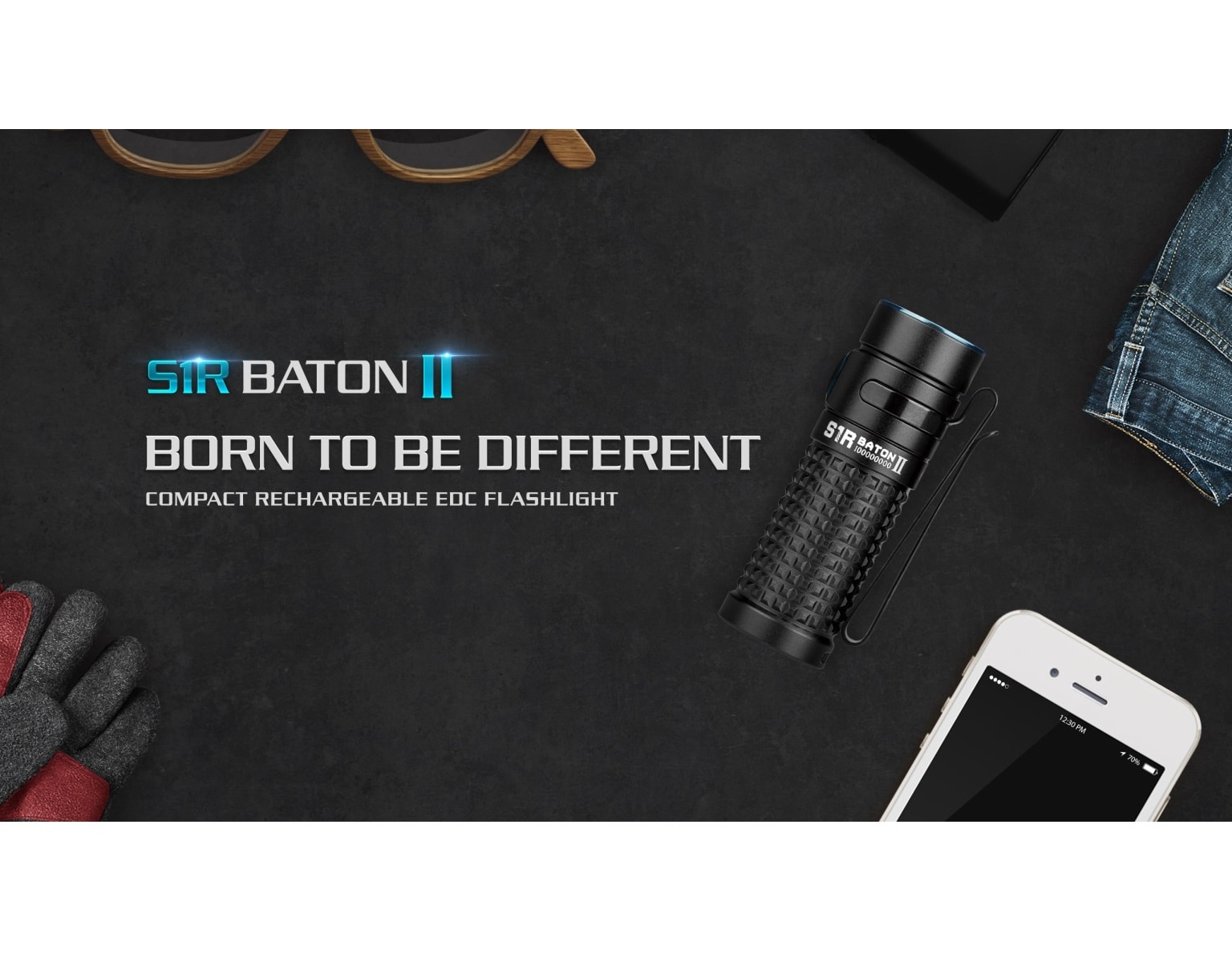 Lampe de poche rechargeable S1R II Baton - 1000 lumens Olight - Black