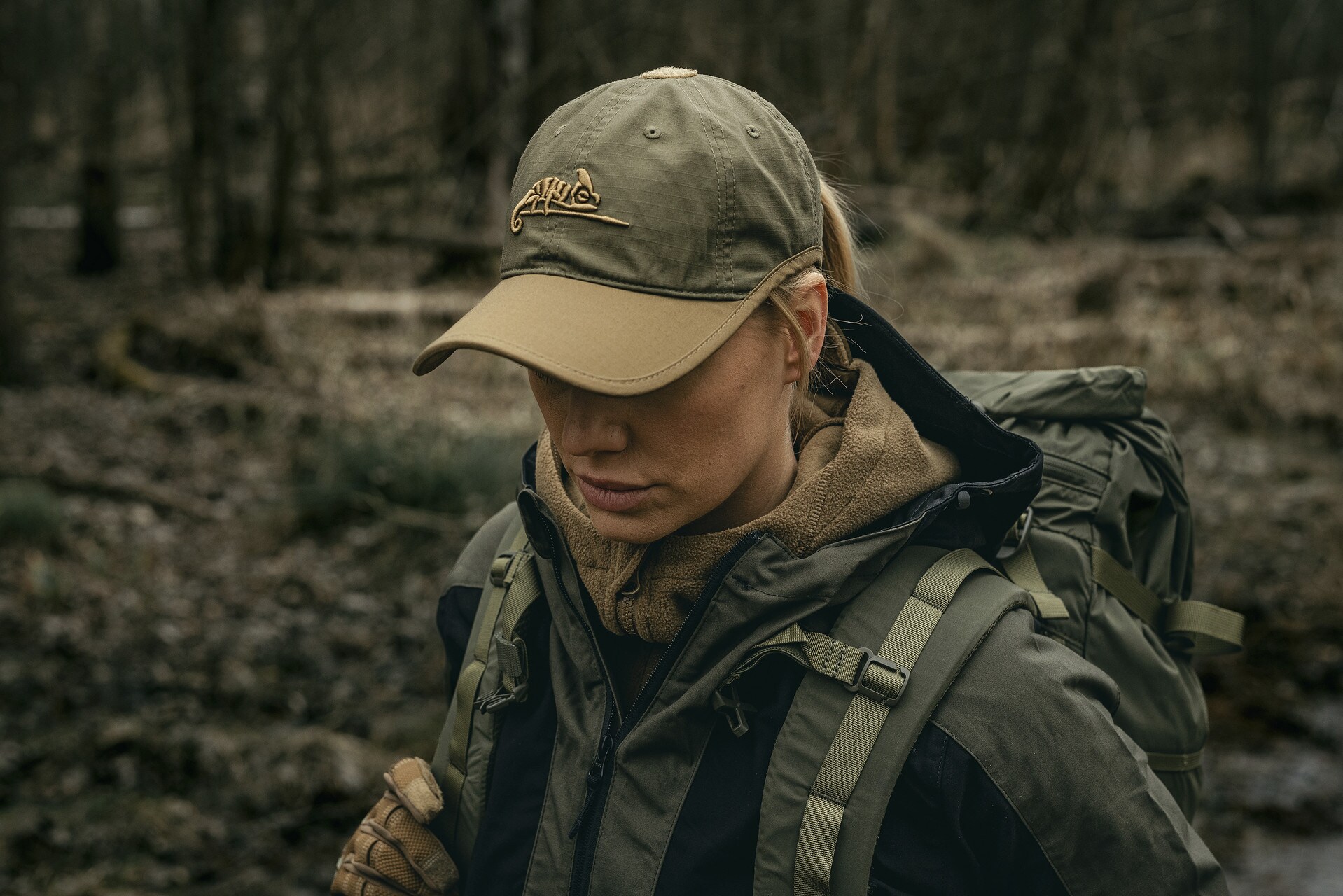 Casquette Logo Cap PolyCotton Rip-Stop Helikon - Adaptive Green/Coyote