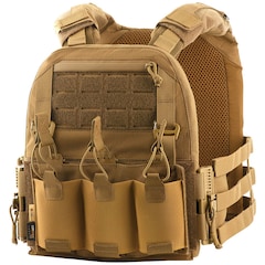 Gilet tactique type Plate Carrier Cuirass QRS - pour plaques taille S/M - M-Tac - Coyote