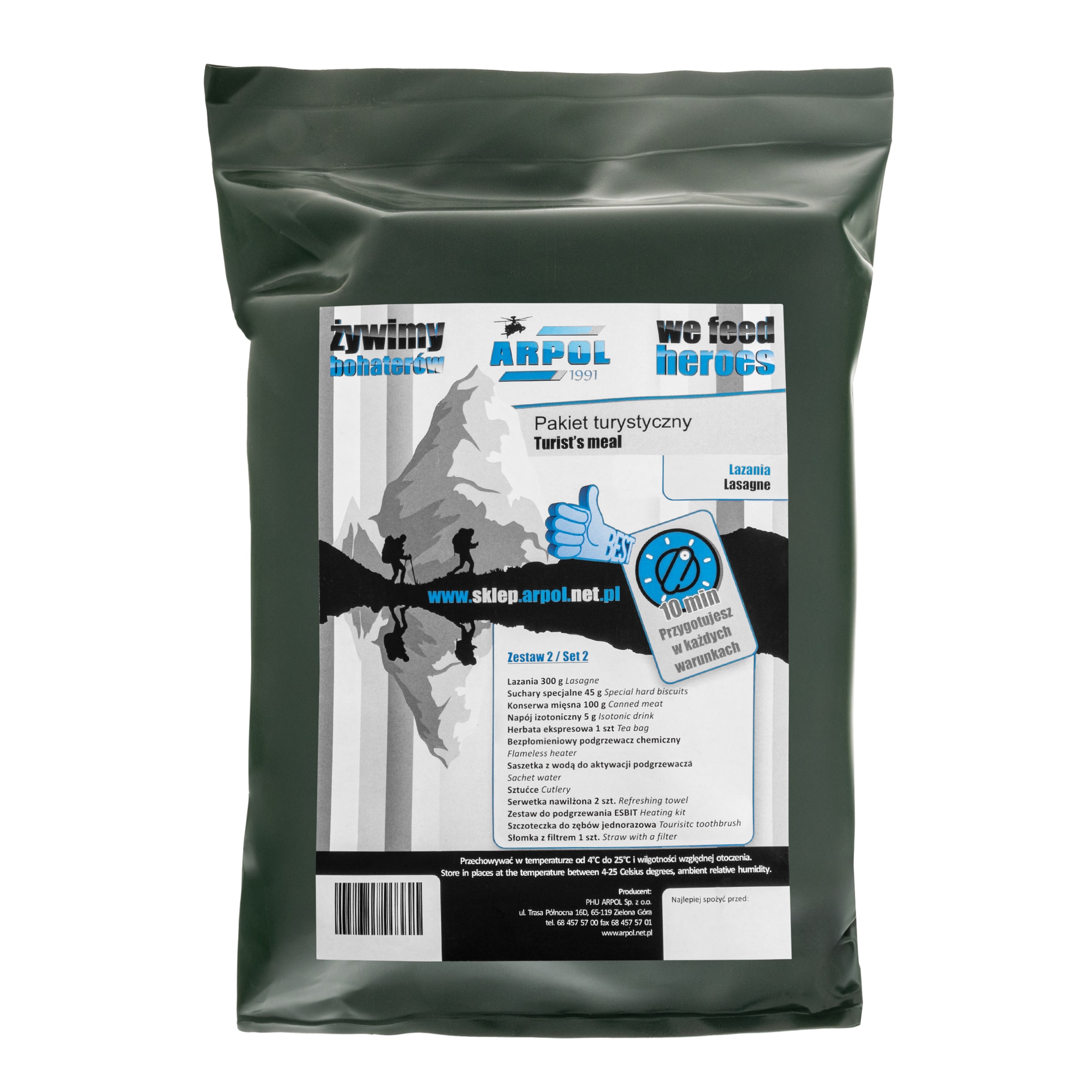 Ration alimentaire Paquet Touristique 2 - lasagne Arpol