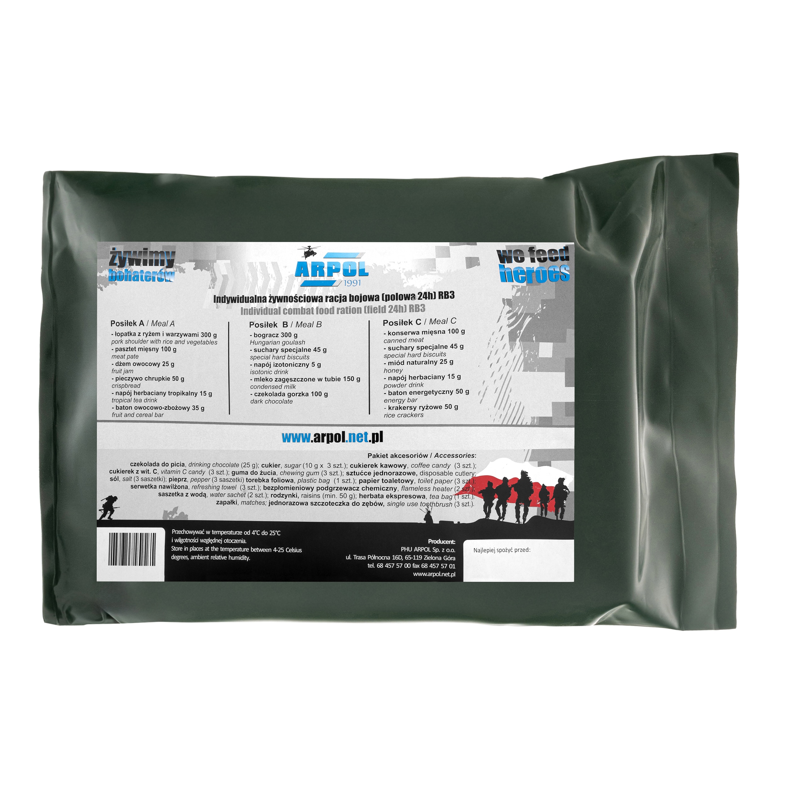 Ration alimentaire individuelle de combat épaule avec riz, bograd Arpol