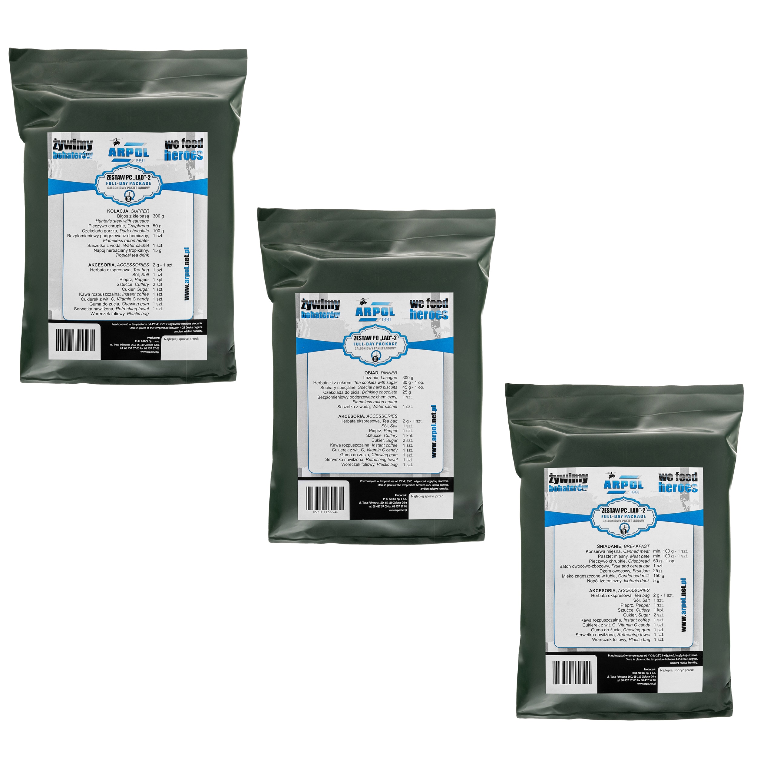 Ration alimentaire PC2 All Day Land Package - 3 pcs. Arpol