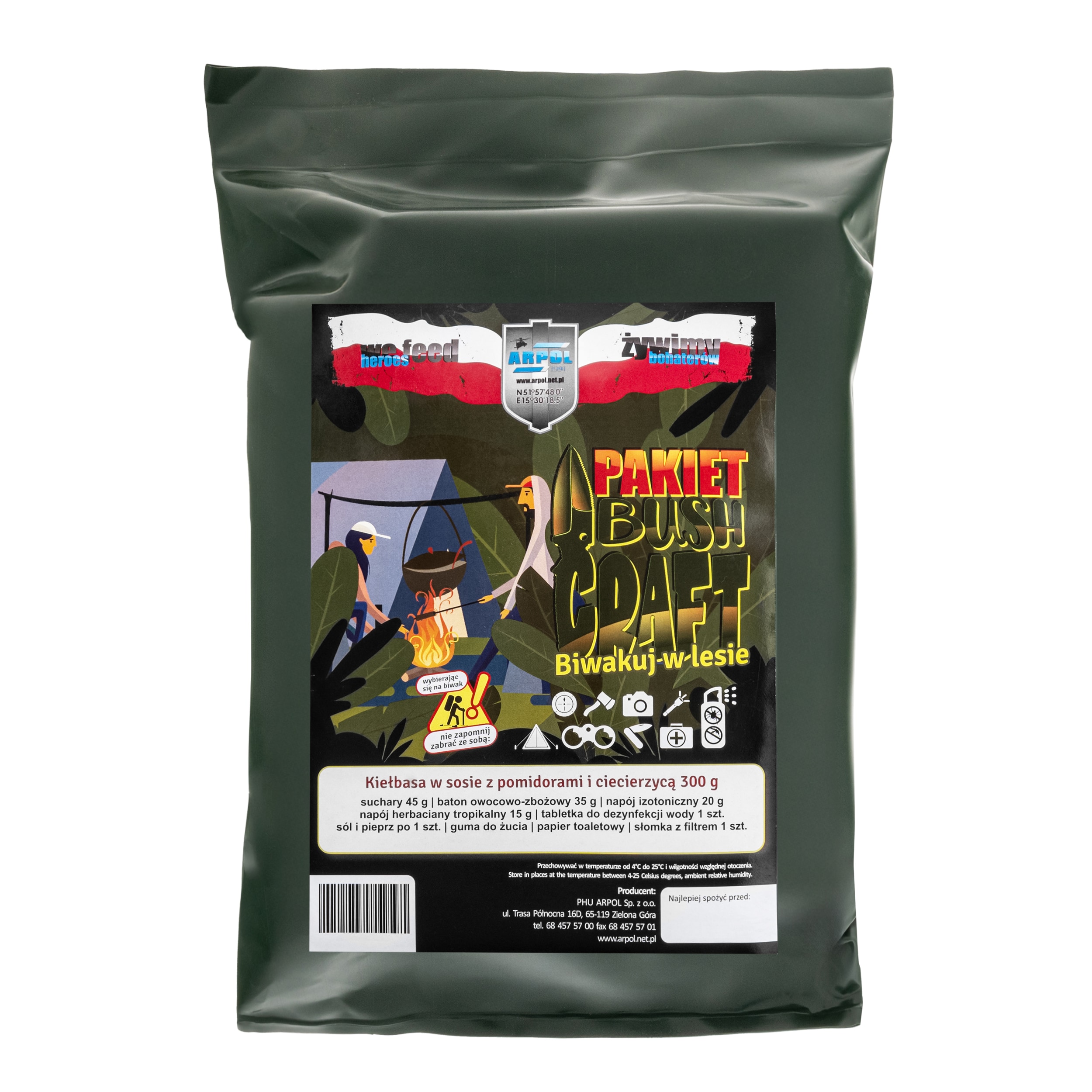 Ration alimentaire Paquet Bushcraft 3 - saucisse en sauce avec tomates Arpol