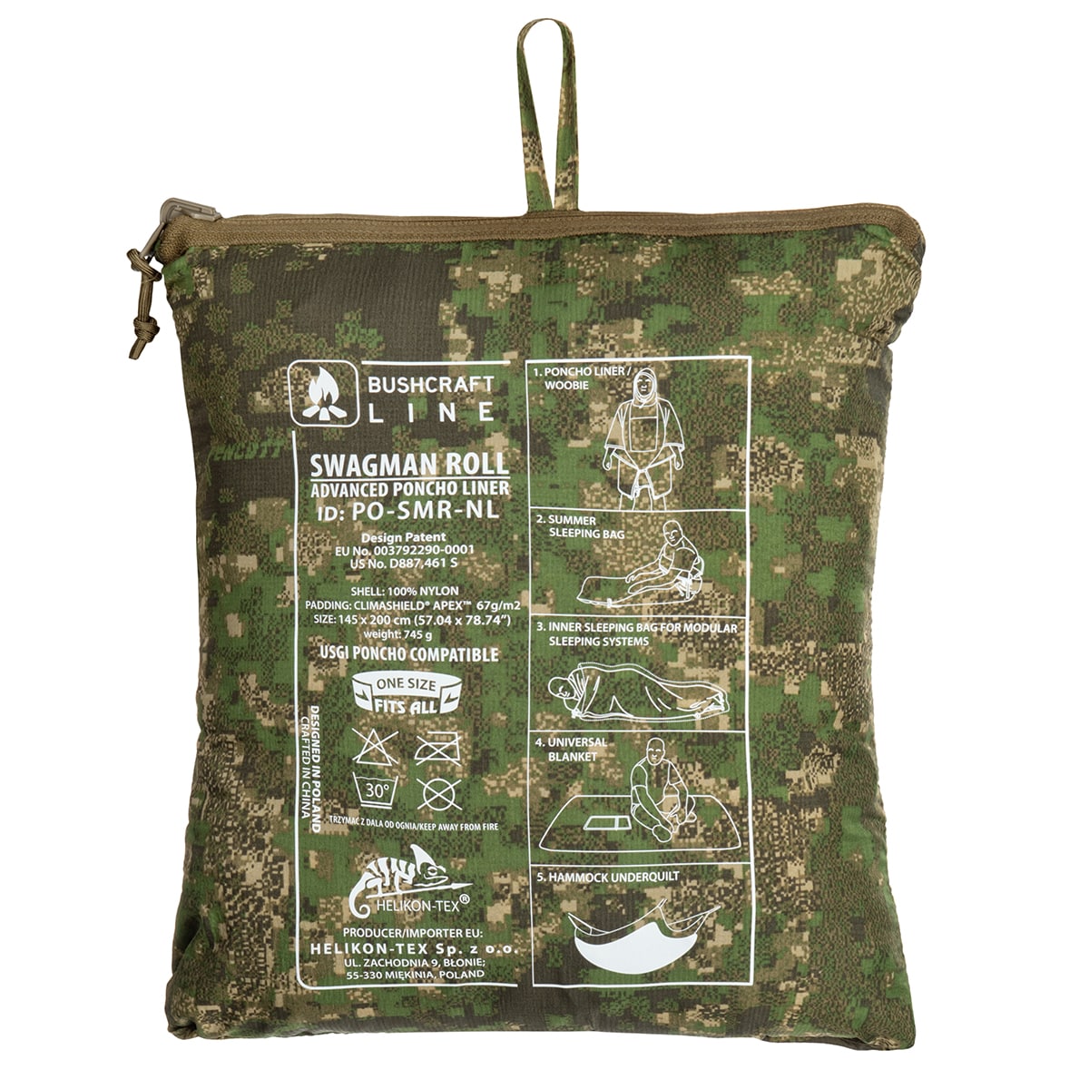 Poncho Swagman Roll Climashield Apex avec fonction sac de couchage Helikon - PenCott WildWood