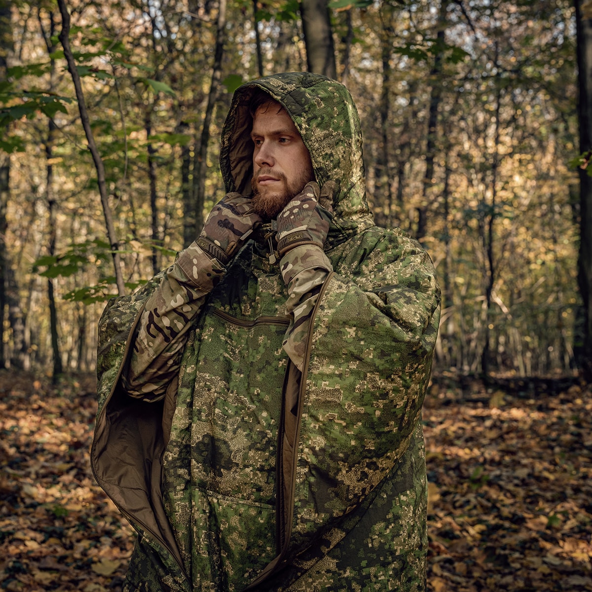 Poncho Swagman Roll Climashield Apex avec fonction sac de couchage Helikon - PenCott WildWood