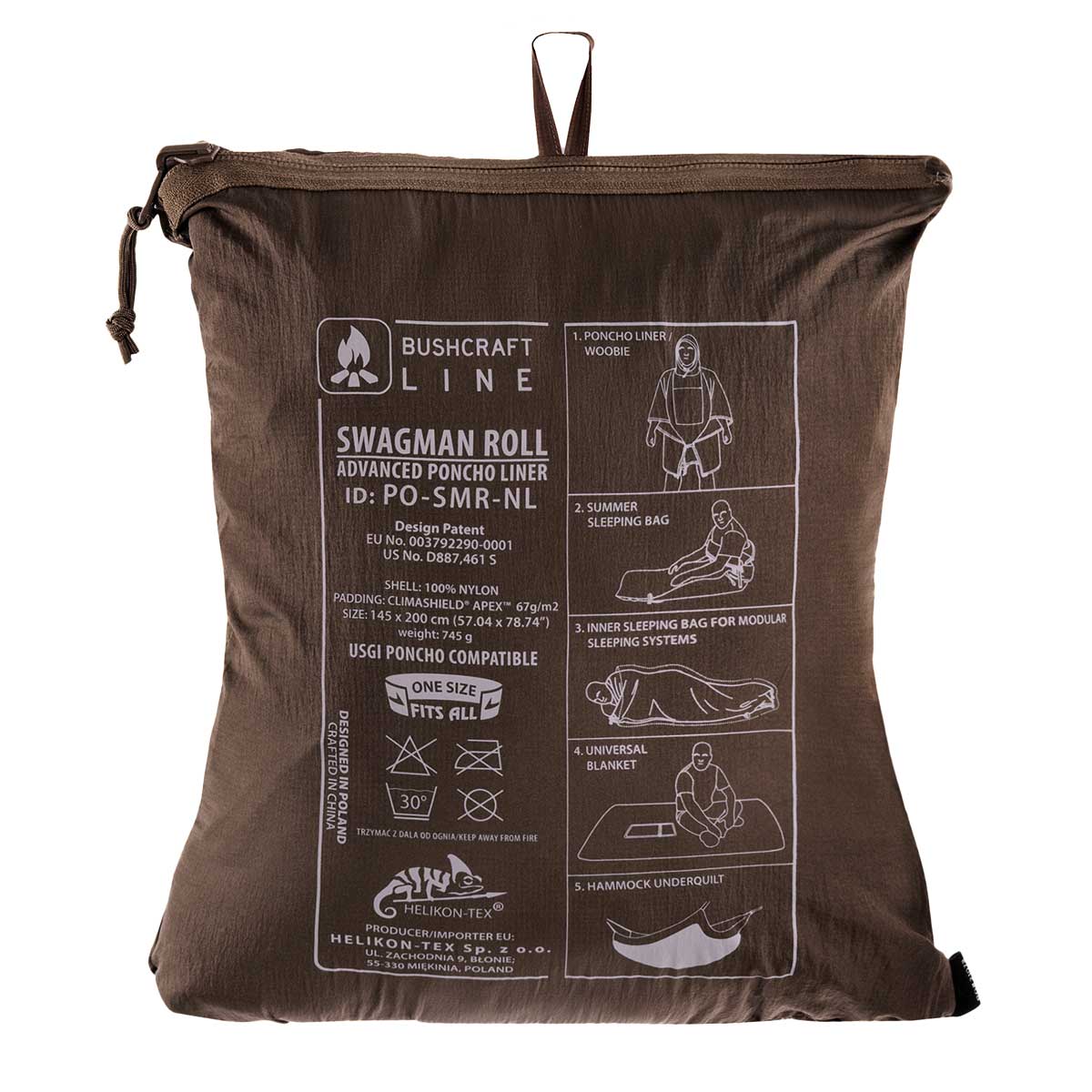 Poncho avec fonction de sac de couchage Swagman Roll Climashield Apex Helikon - Earth Brown