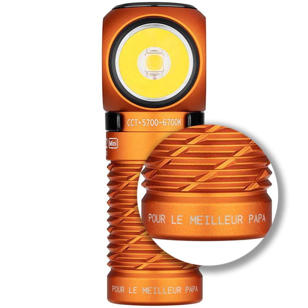 Lampe de poche frontale et angle Perun 2 Mini Kit  avec bandeau 1100 lumens Olight - Orange 