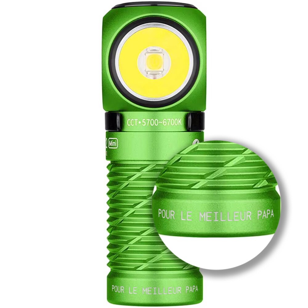 Lampe de poche frontale et angle Perun 2 Mini Kit avec bandeau 1100 lumens Olight - Green