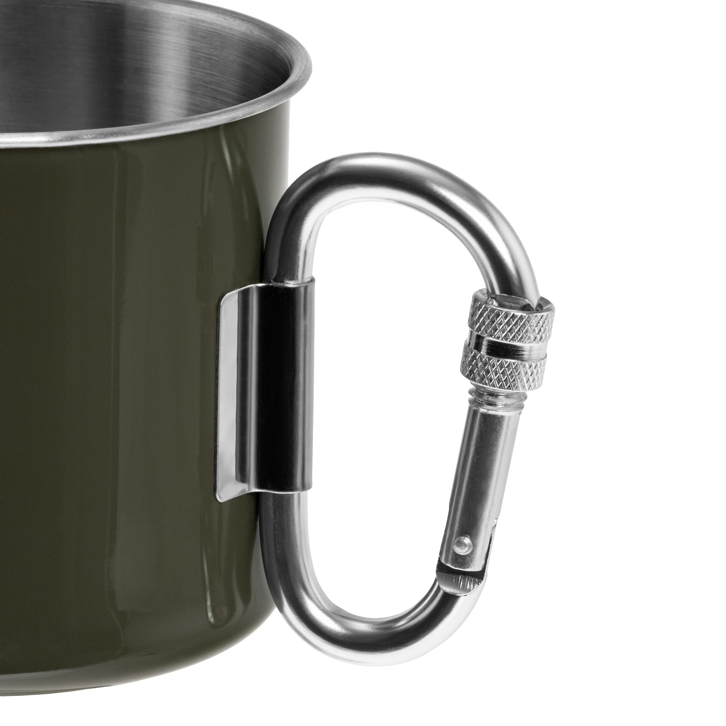 Mug en acier avec mousqueton 550 ml Mil-Tec - Olive