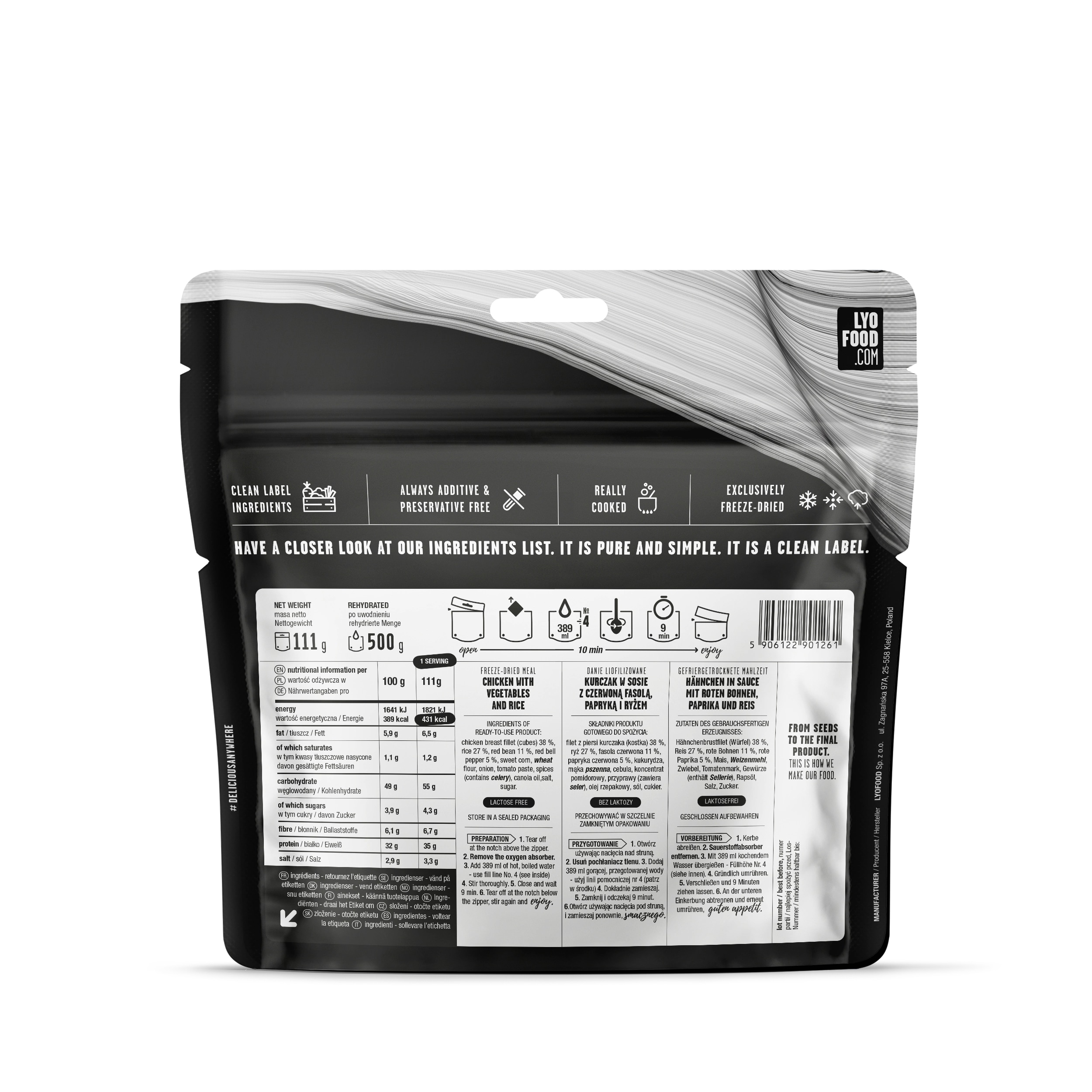 Aliments lyophilisés Plat mexicain 500 g LYOFOOD