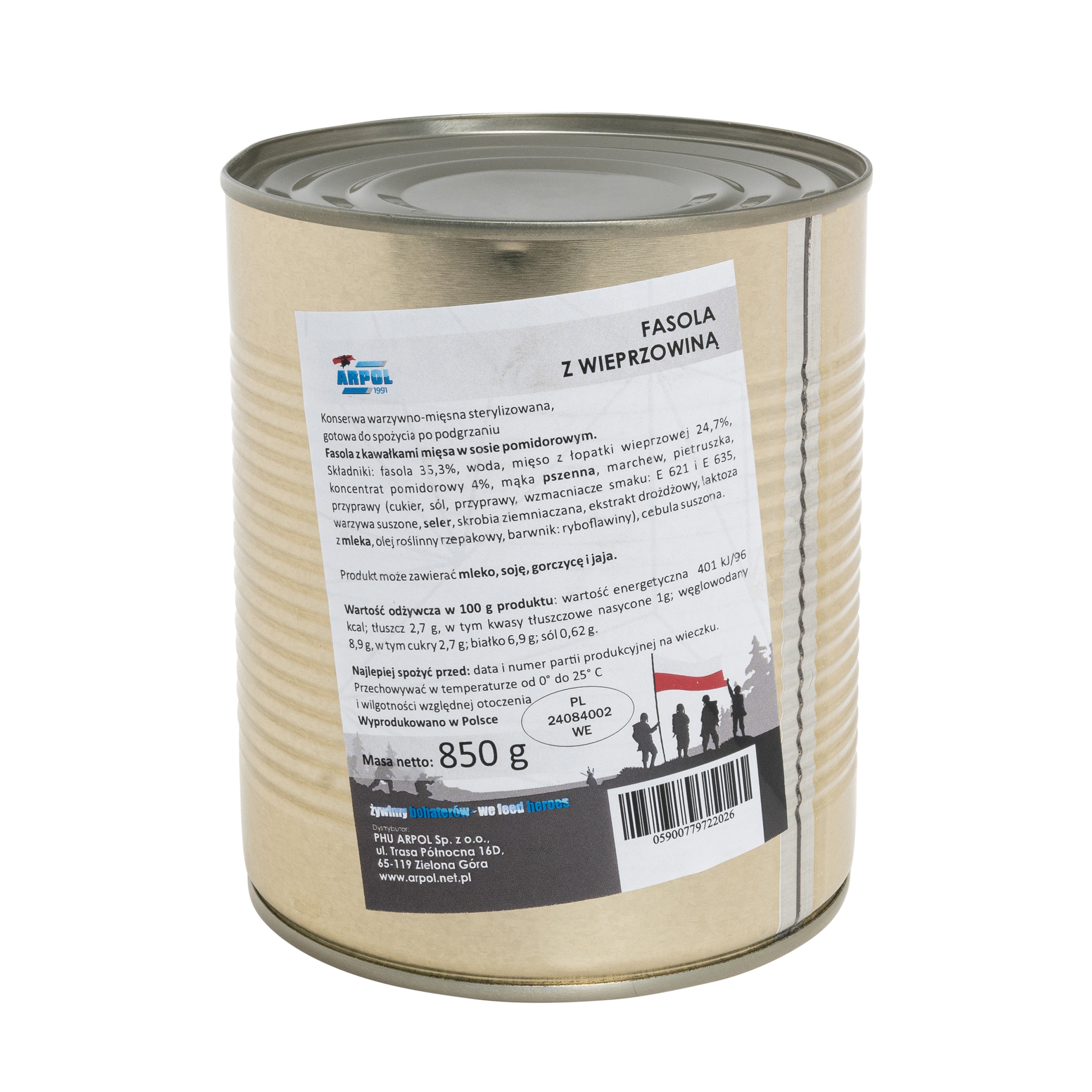 Aliments conservés - Haricots au porc 850 g Arpol