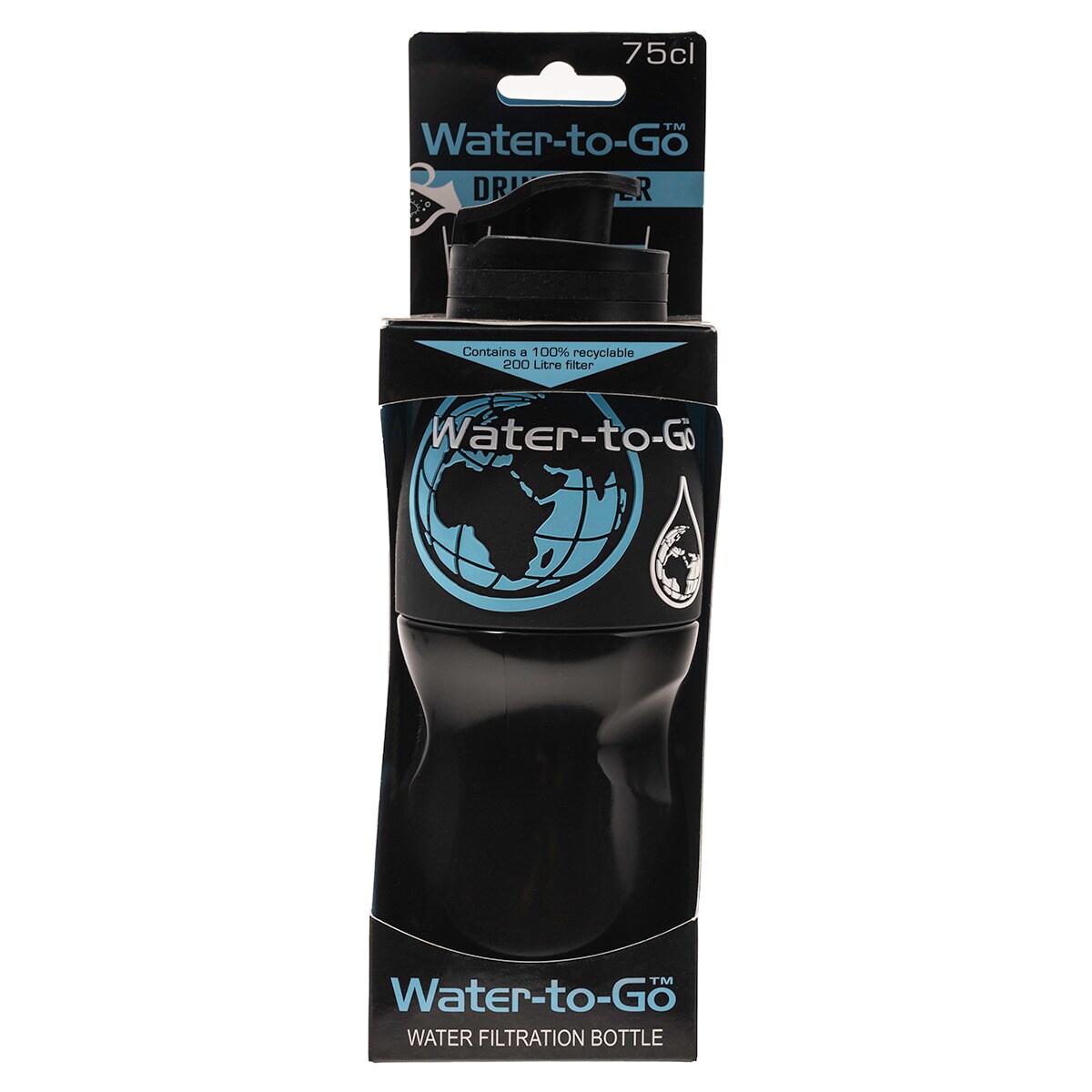 Bouteille avec filtre 750 ml Water-to-go - Black