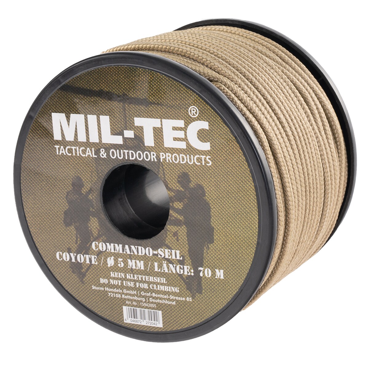 Corde Commando 70 m x 5 mm Mil-Tec - Coyote