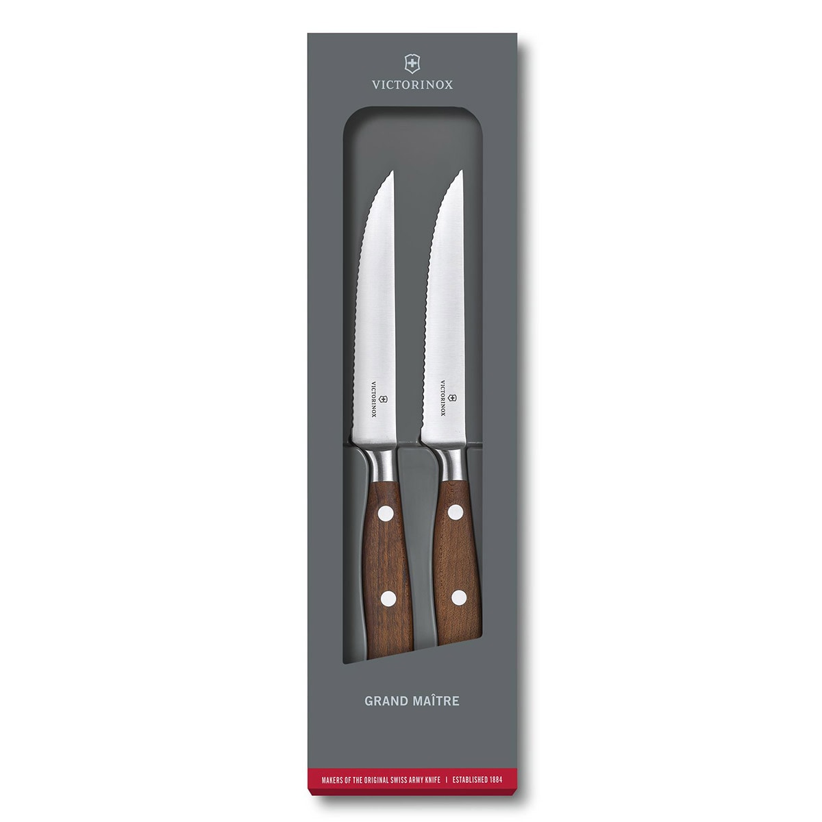 Ensemble de deux couteaux de cuisine - couteau à steak 12 cm  Grand Maitre Wood Victorinox