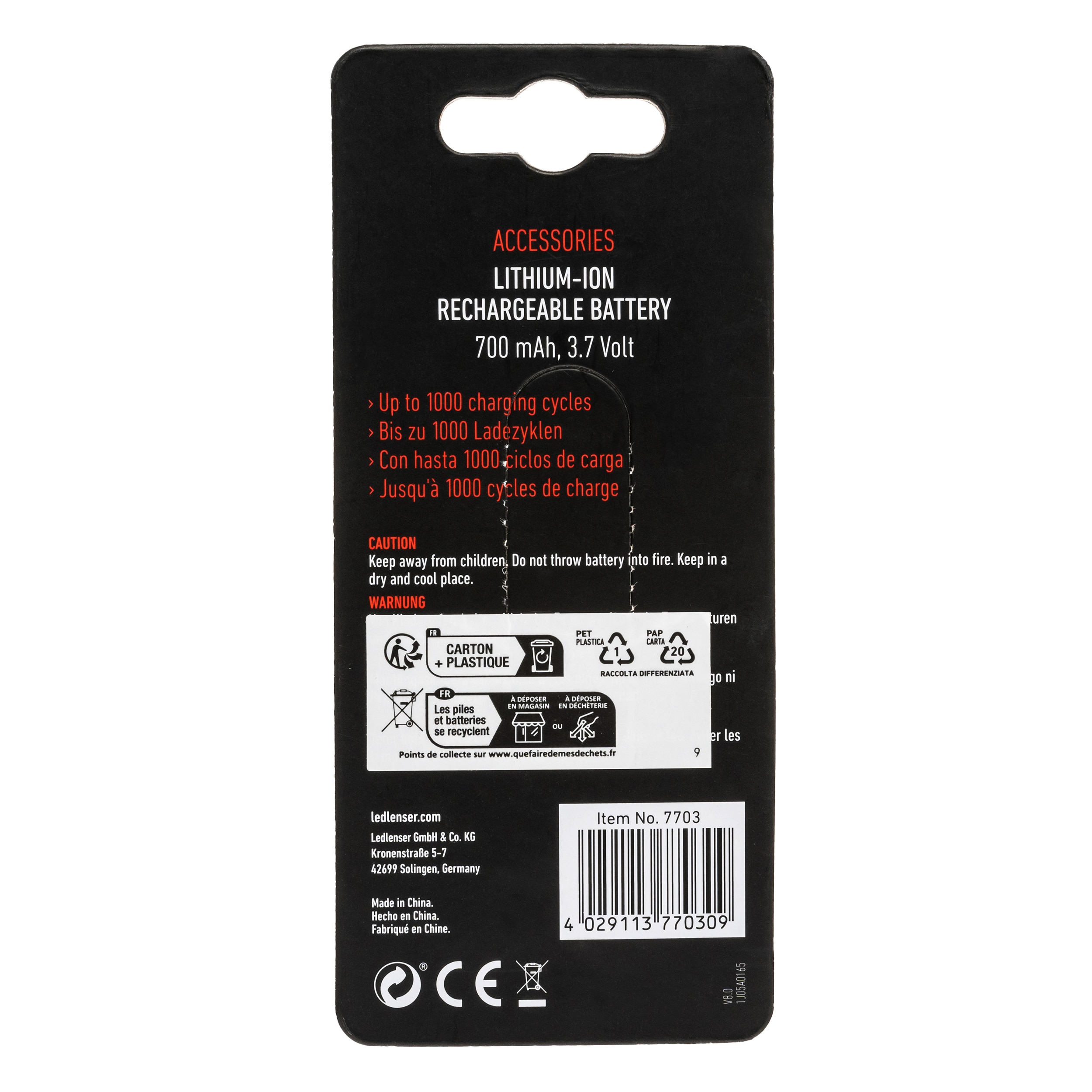 Batterie 3,7 V 14500 700 mAh Ledlenser