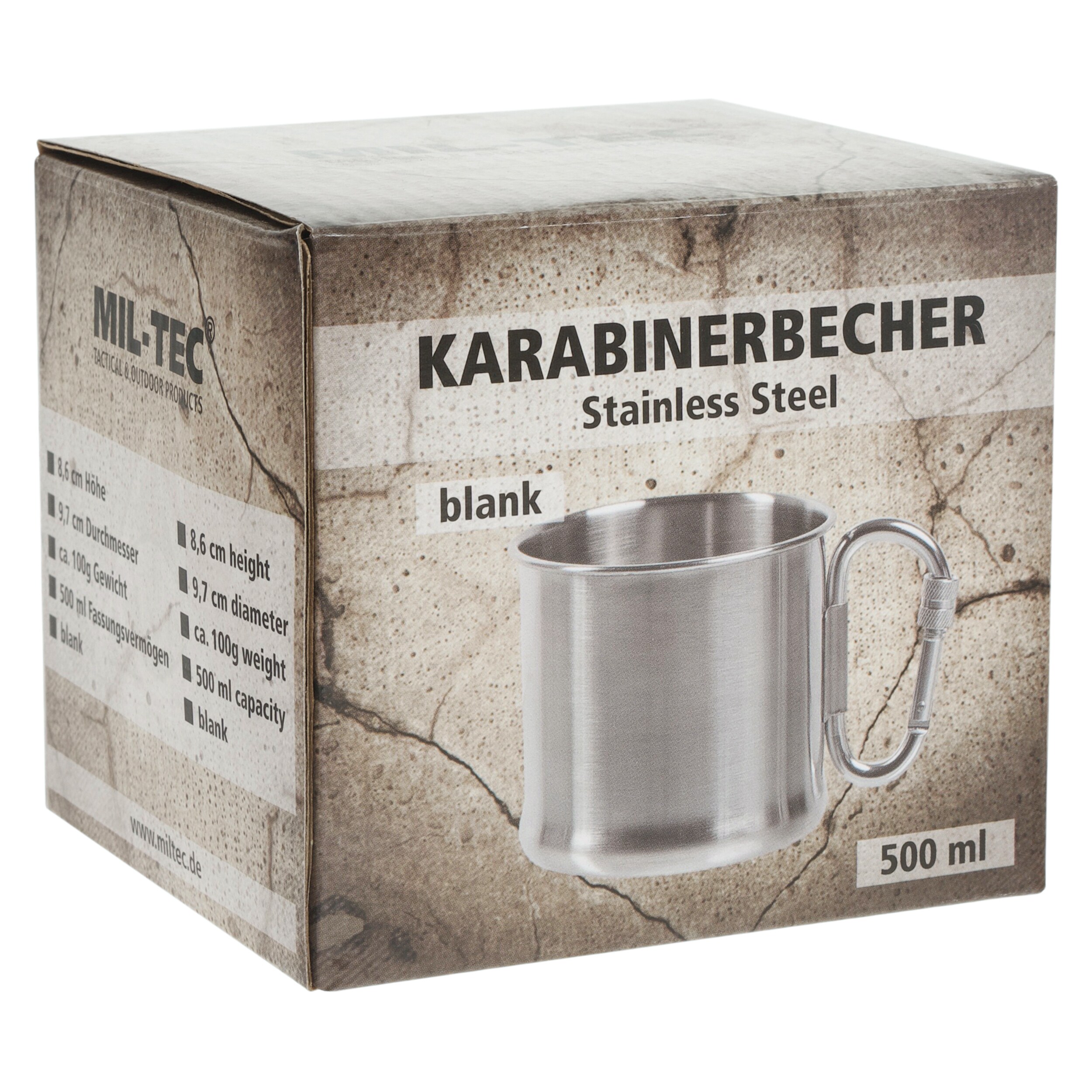 Mug en acier avec mousqueton 500 ml Mil-Tec