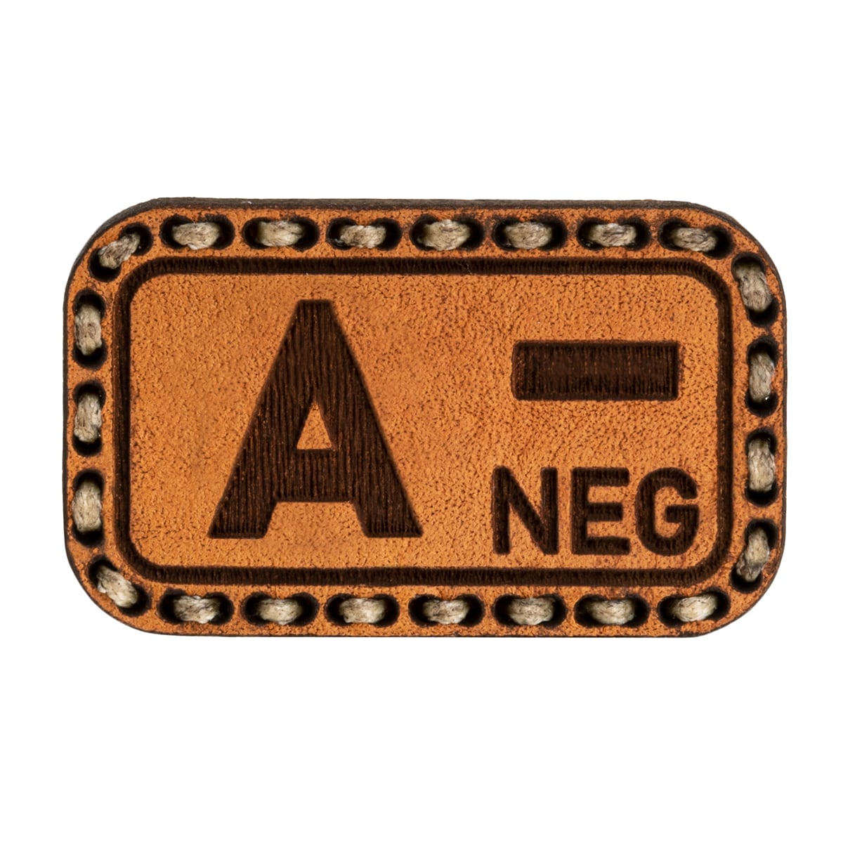 Patch en cuir avec groupe sanguin A- Tigerwood - Light Brown