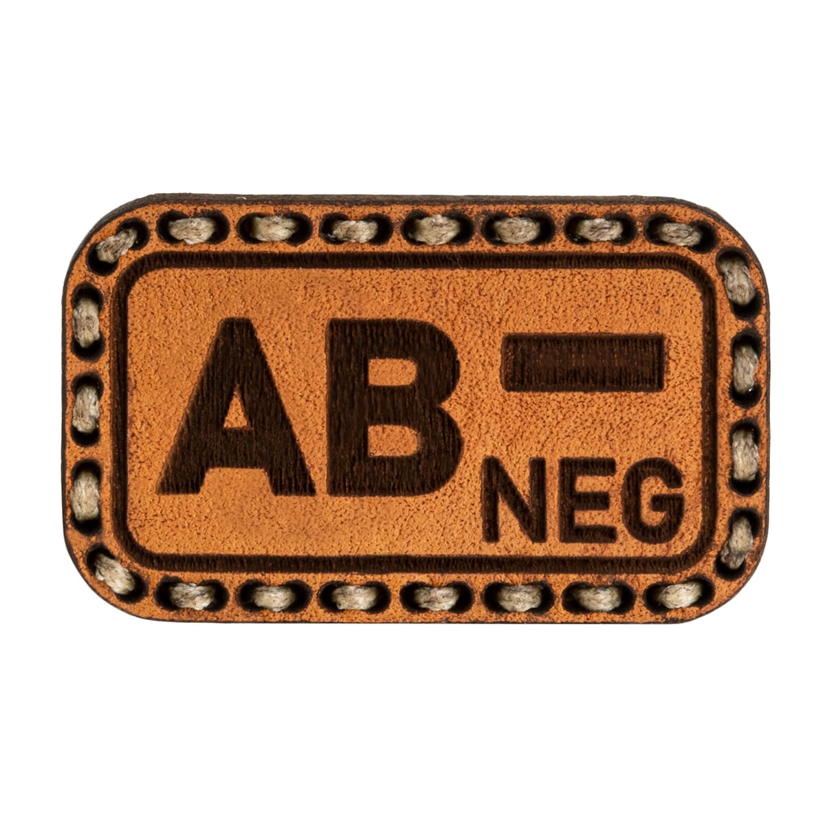 Patch en cuir avec groupe sanguin AB- Tigerwood - Light Brown