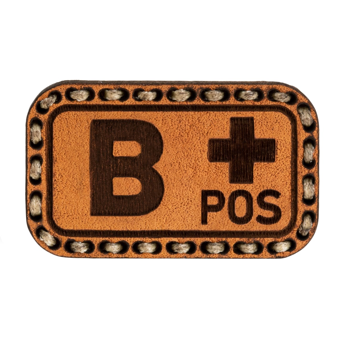 Patch en cuir avec groupe sanguin B+ Tigerwood - Light Brown