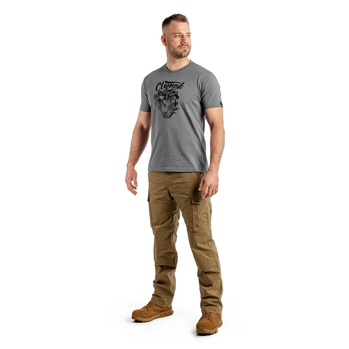 T-shirt CloMod Flower Heart Pentagon  - Wolf Grey