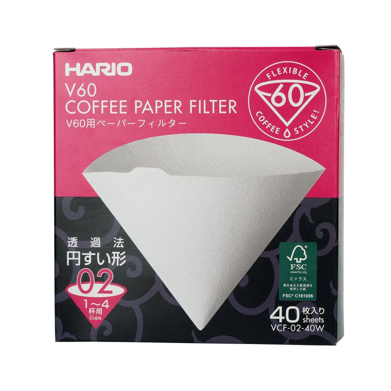 Filtres en papier 40 pcs. pour Dripper V60-02 Hario