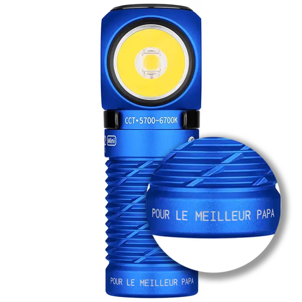 Lampe  frontale et angle Perun 2 Mini Cool  avec bandeau 1100 lumens Olight - White Blue 