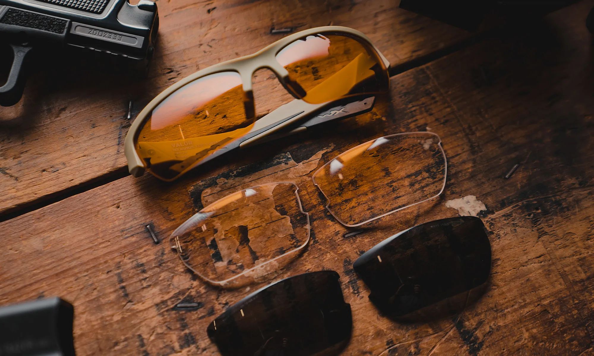 Lunettes tactiques Valor 2.5 Set 3in1 Wiley X - Matte Tan