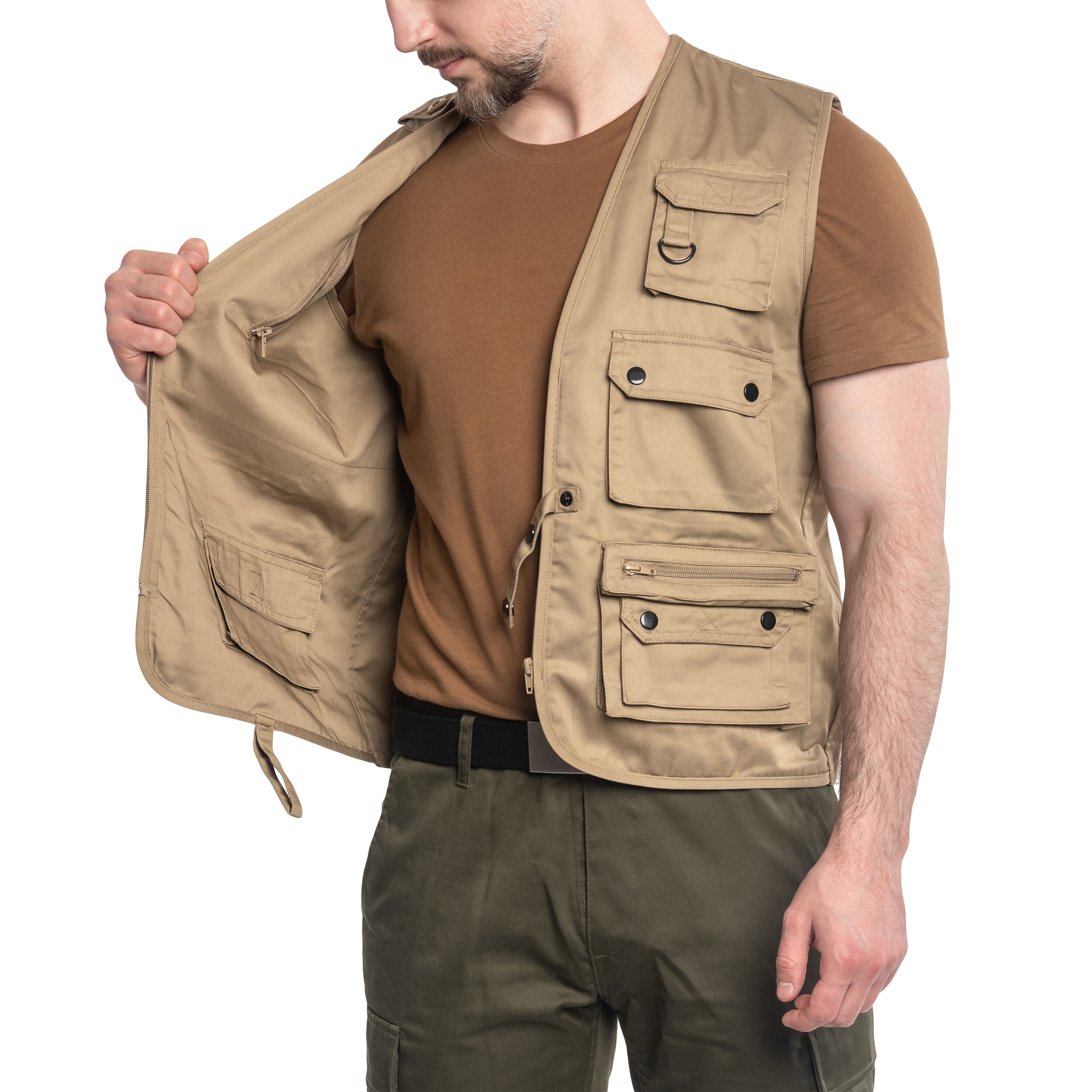 GILET EN MAILLE À POCHES - Beige clair | Canada